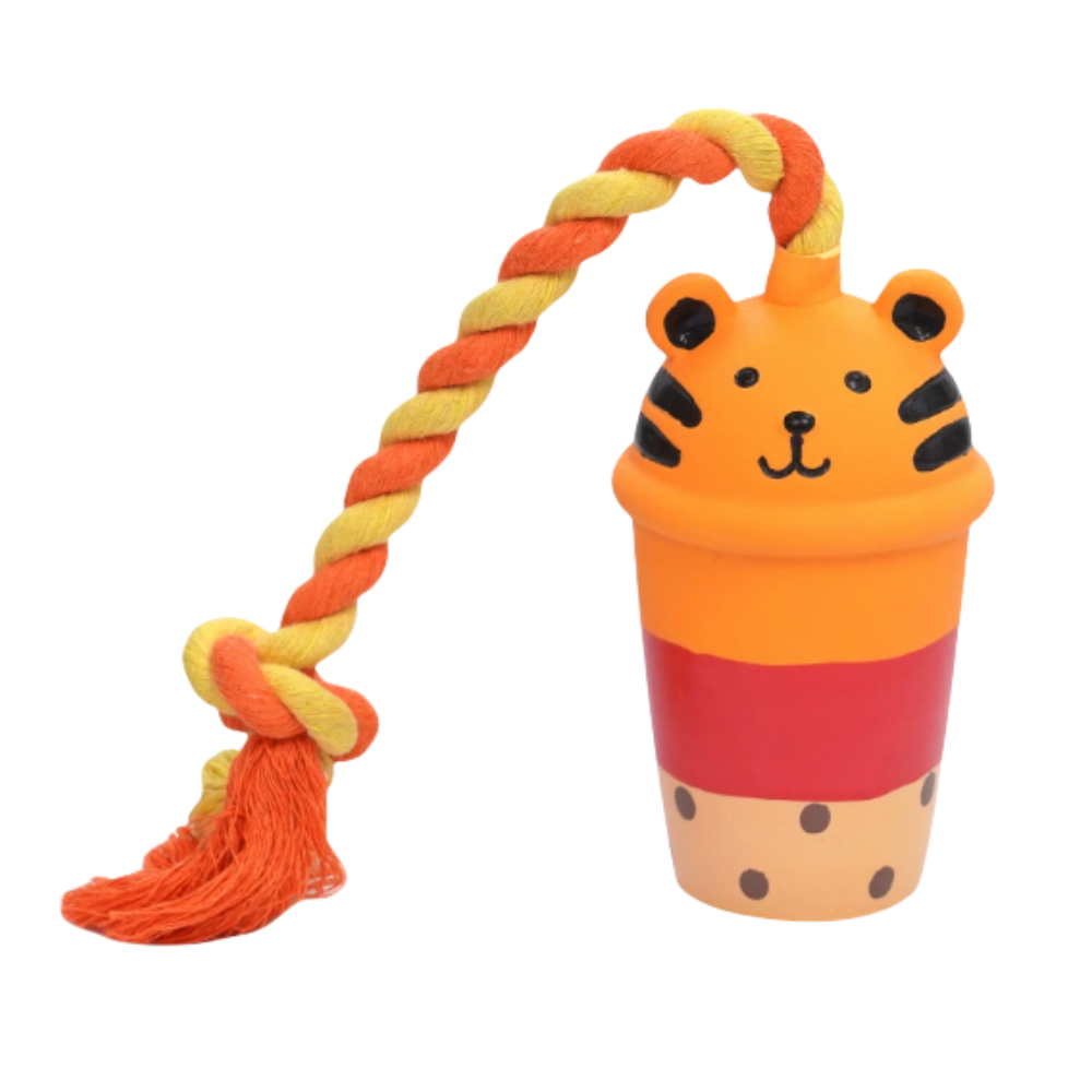 Jouet "Tigre Bubble Tea" pour Chien - Résistant & Amusant-Living123 - Image 1