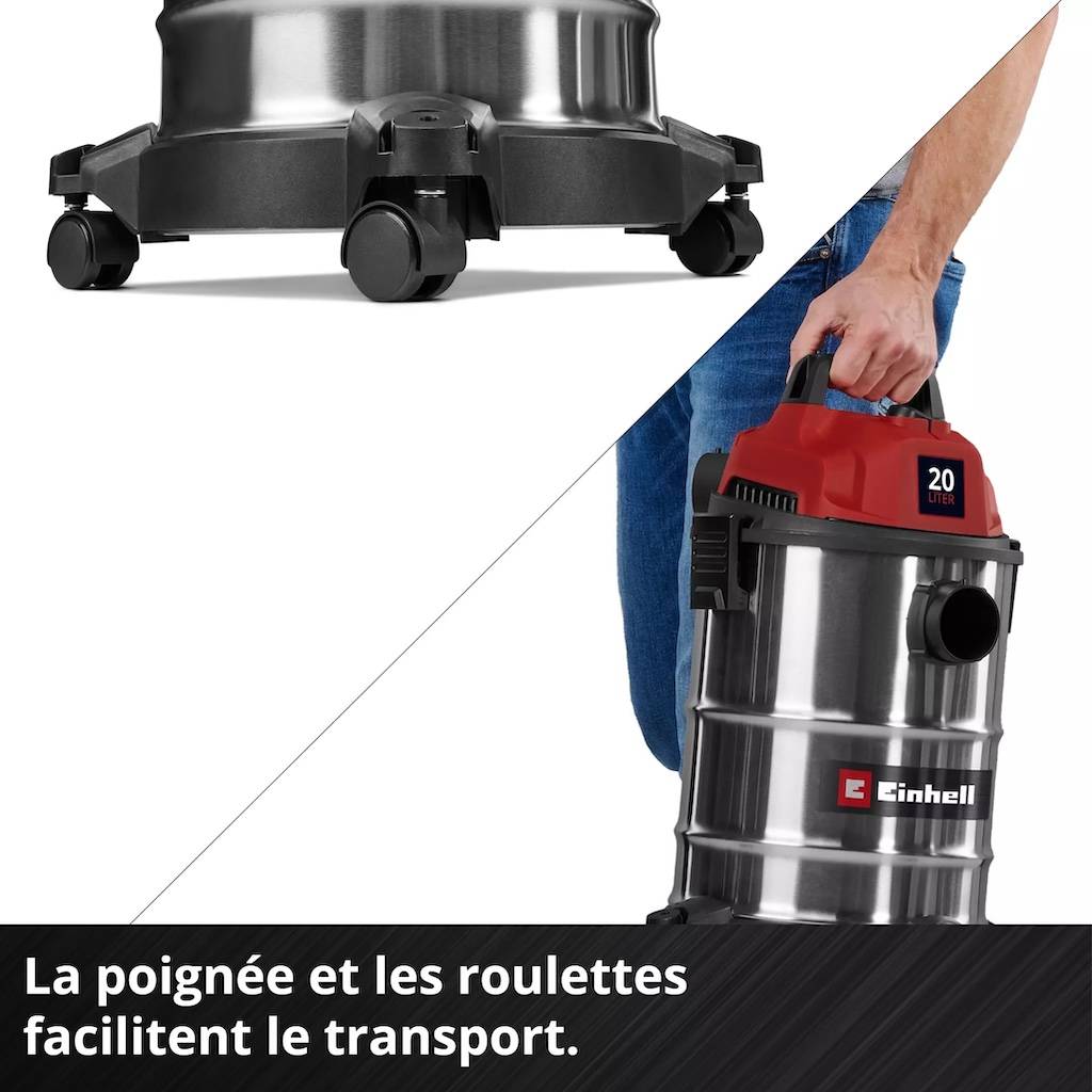 Einhell - Aspirateur eau et poussières inox – TC-VC 2045 S – 900 W – Cuve 20 L – Fonction soufflage Einhell - Image 4