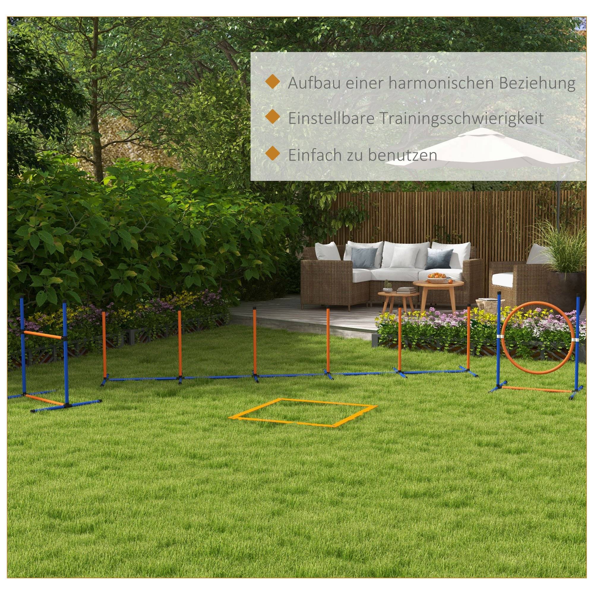 ComfortXL - Parcours agilité chien 7 pièces bleu rouge 352 x 66 x 69 cm réglable complet - ComfortXL Outdoor Living - Image 8