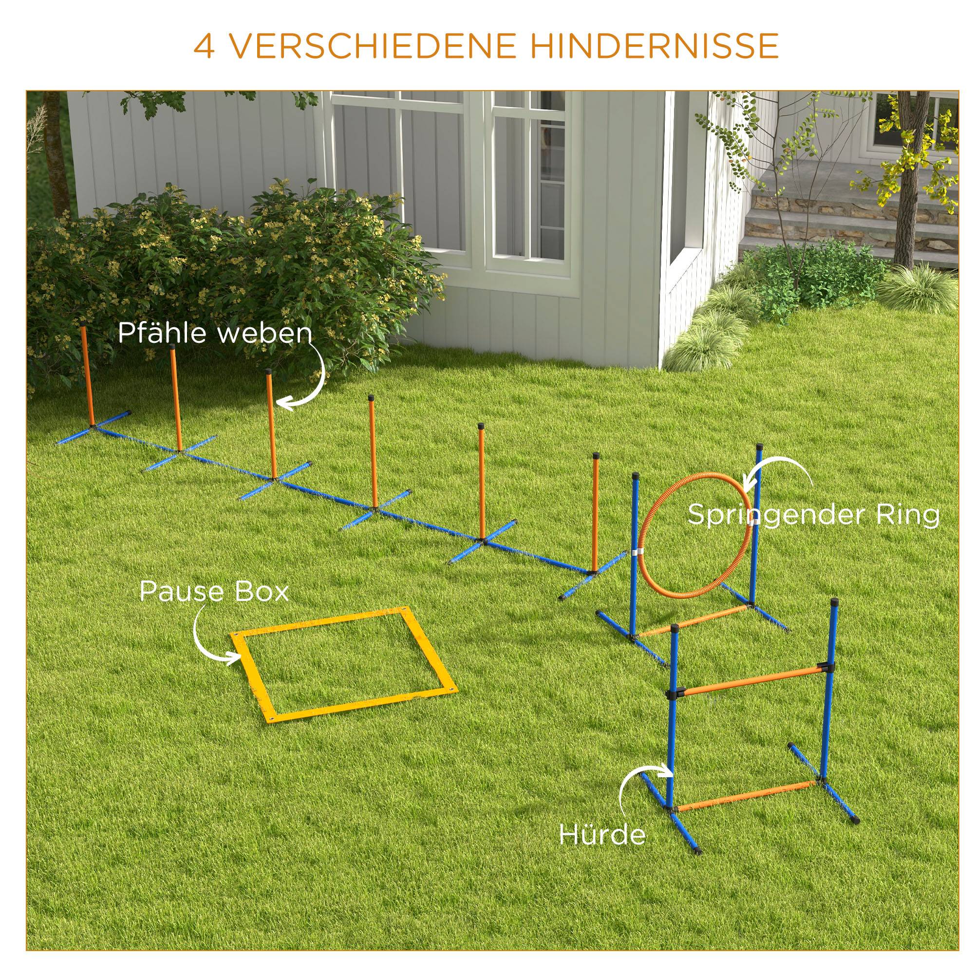 ComfortXL - Parcours agilité chien 7 pièces bleu rouge 352 x 66 x 69 cm réglable complet - ComfortXL Outdoor Living - Image 7