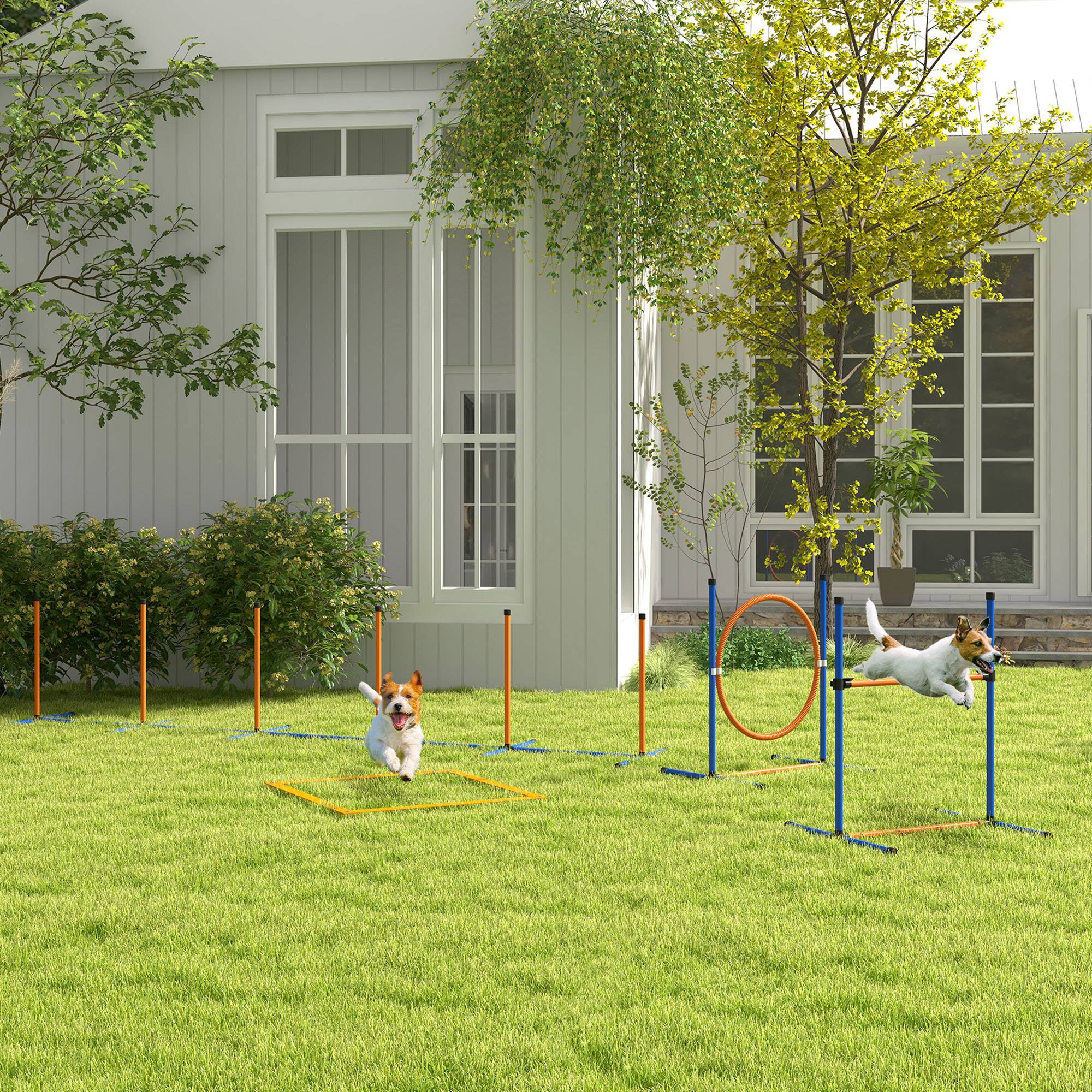 ComfortXL - Parcours agilité chien 7 pièces bleu rouge 352 x 66 x 69 cm réglable complet - ComfortXL Outdoor Living - Image 3