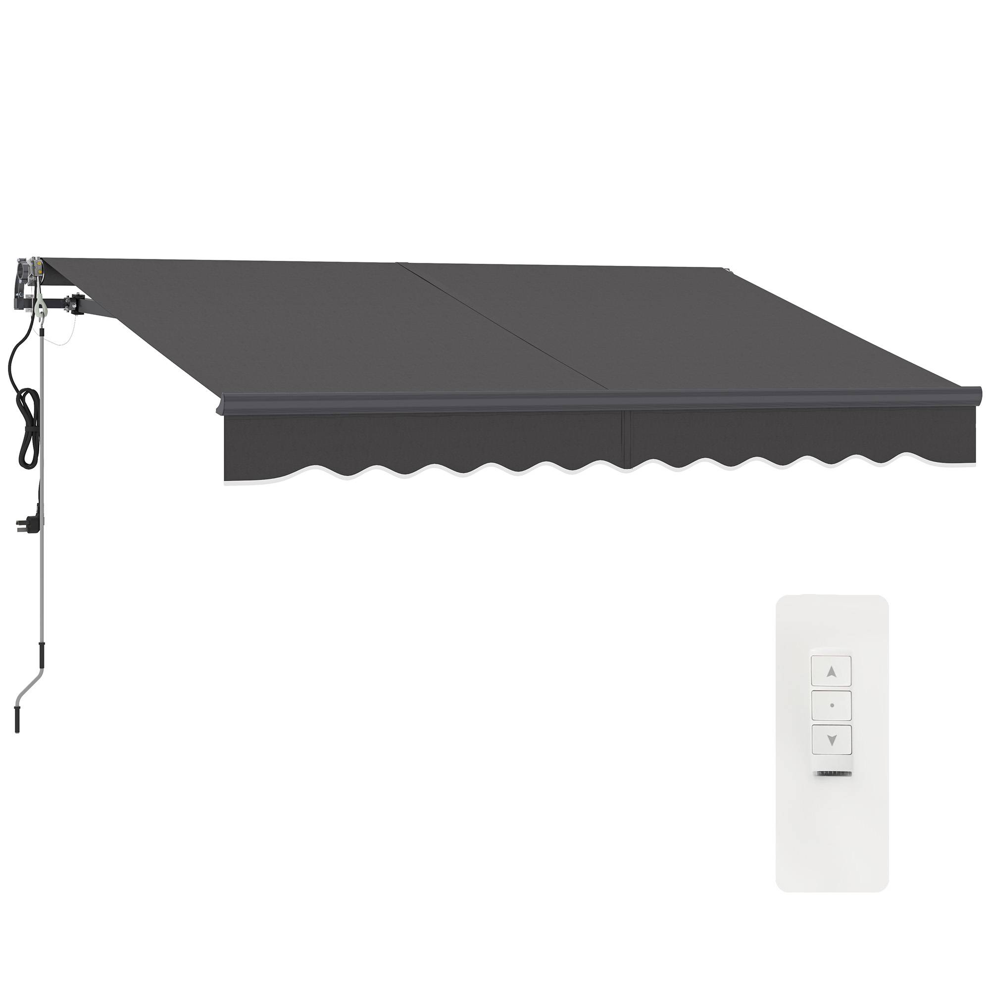 Store banne électrique rétractable à manivelle, inclinaison réglable et protection UV pour terrasse de jardin 296 x 250 cm, gris foncé - Image 1