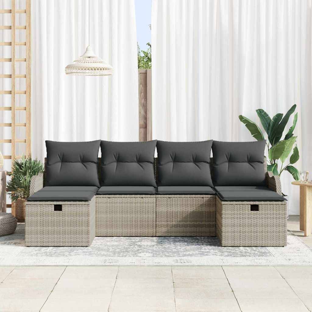 ComfortXL - Salon Bas de Jardin 6 pcs Poly Rotin Gris avec Modules de Rangement et Coussins Lavables pour Dehors – ComfortXL Outdoor Living - Image 3