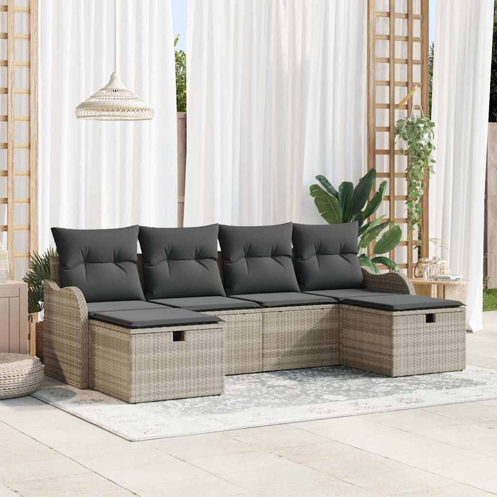 ComfortXL - Salon Bas de Jardin 6 pcs Poly Rotin Gris avec Modules de Rangement et Coussins Lavables pour Dehors – ComfortXL Outdoor Living - Image 1