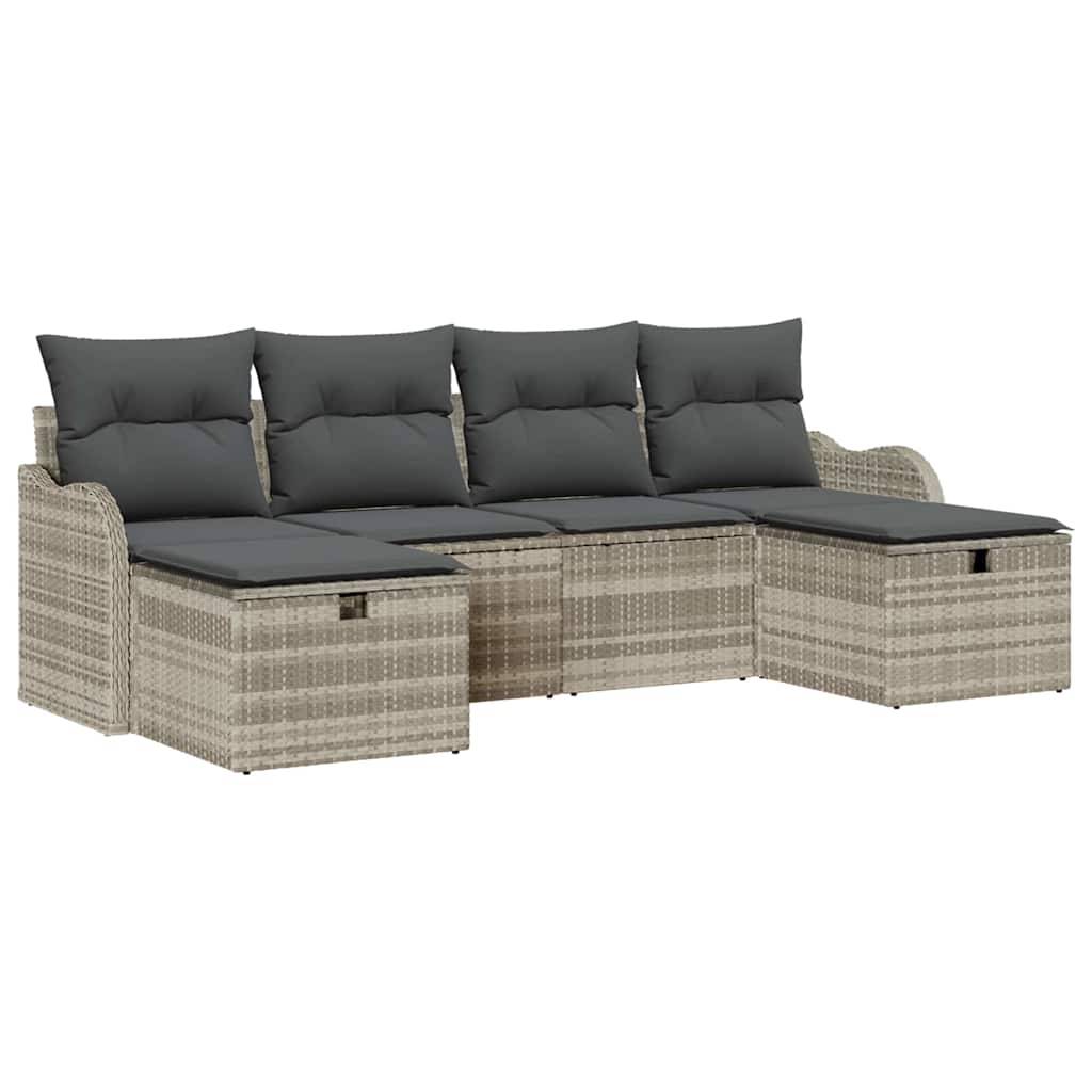 ComfortXL - Salon Bas de Jardin 6 pcs Poly Rotin Gris avec Modules de Rangement et Coussins Lavables pour Dehors – ComfortXL Outdoor Living - Image 2