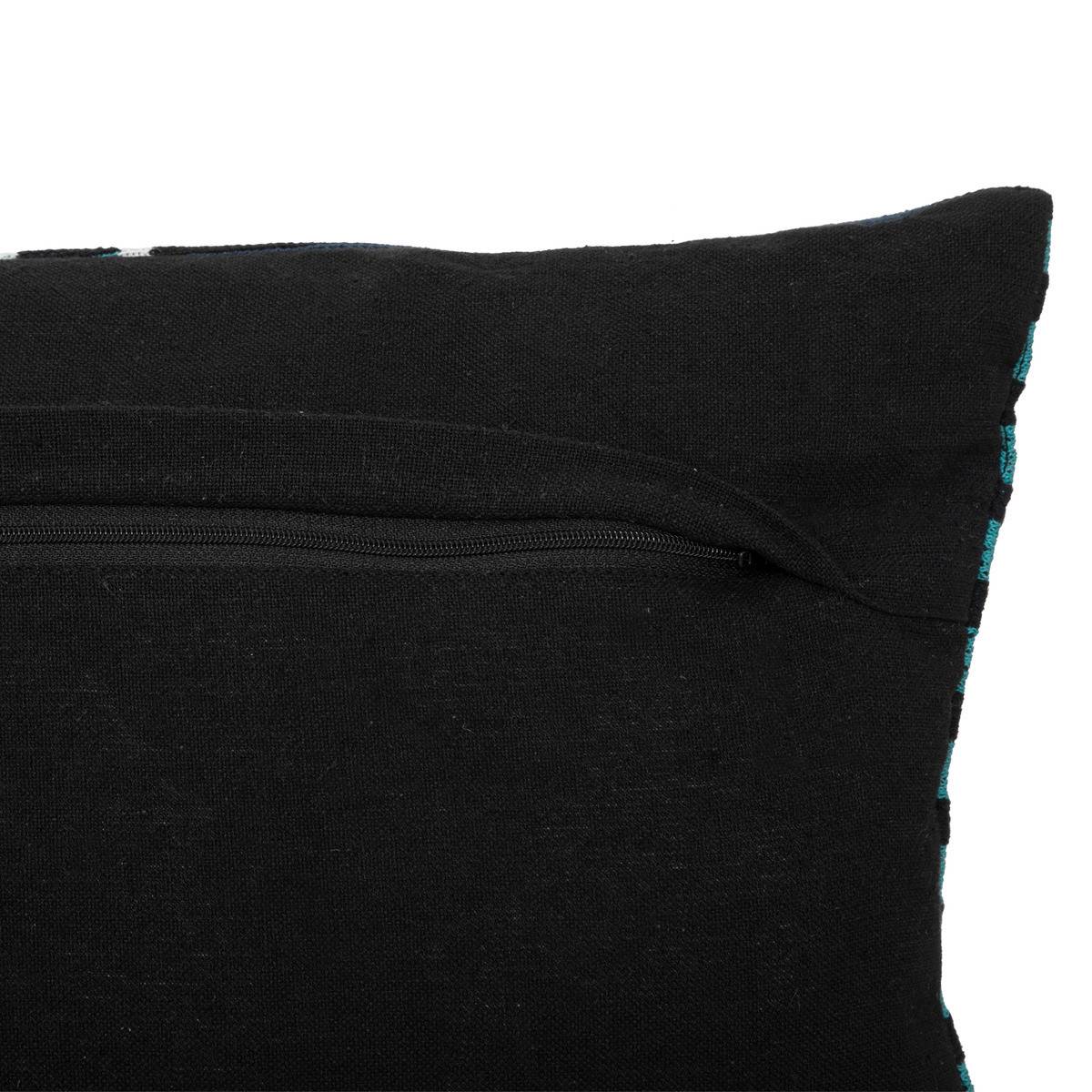 Coussin décoratif en Coton façon Tricot rayures Bleu foncé  30 x 50 cm - Image 2