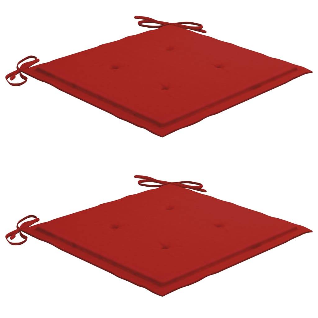 Maison Chic - Lot de 2 Chaises de jardin et coussins - Chaises d'extérieur - Fauteuils de jardin rouge Bois teck massif - Image 8