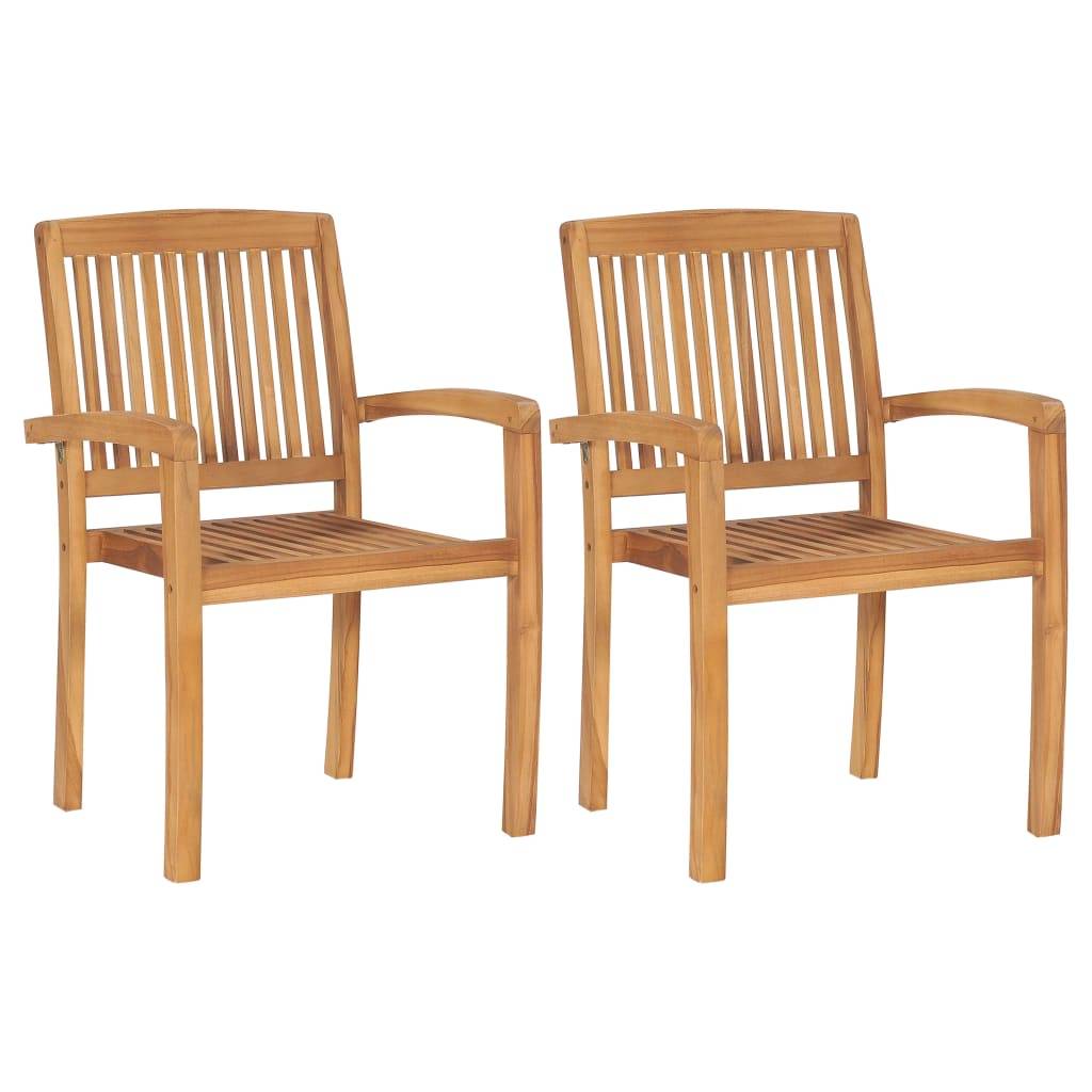 Maison Chic - Lot de 2 Chaises de jardin et coussins - Chaises d'extérieur - Fauteuils de jardin rouge Bois teck massif - Image 4