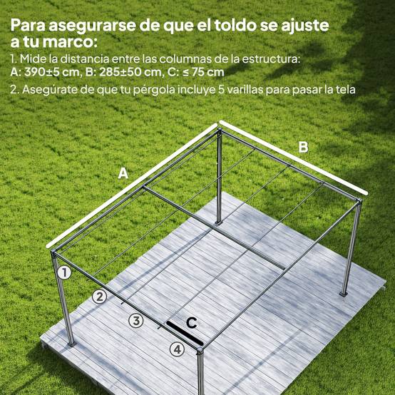 ComfortXL - Toile de Rechange pour Pergola 4x3m Rétractable Polyester Anti-UV avec Trous Drainage Gris Foncé - ComfortXL Outdoor Living - Image 6