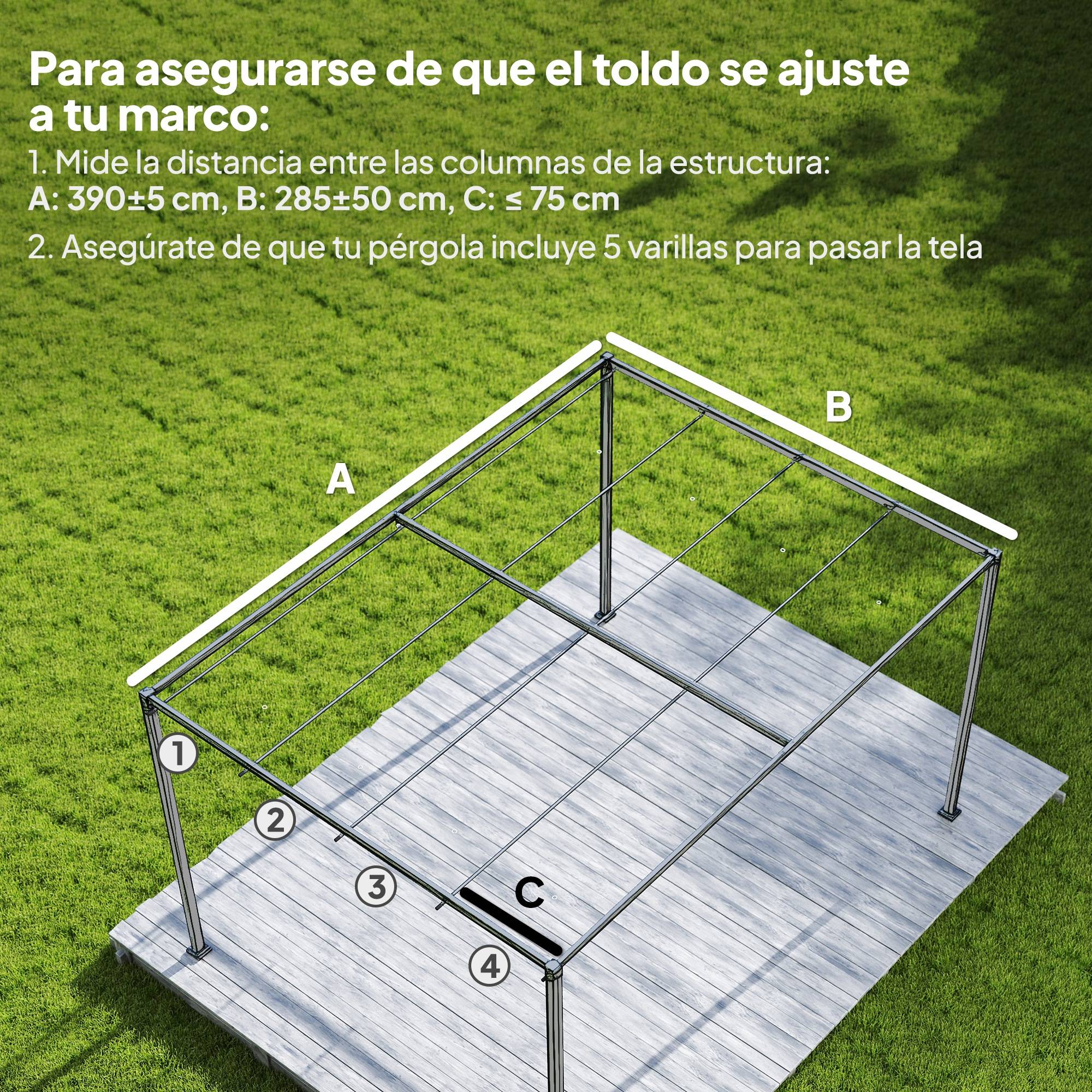ComfortXL - Toile de Rechange pour Pergola 4x3m Rétractable Polyester Anti-UV avec Trous Drainage Gris Foncé - ComfortXL Outdoor Living - Image 6