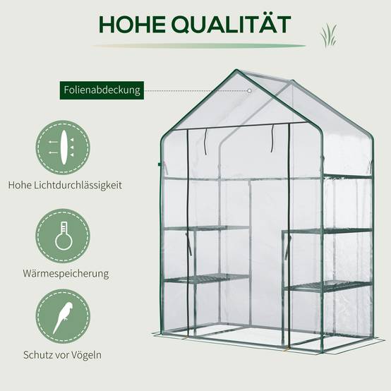 Serre de jardin transparente métal PVC 6 étagères hivernage plantes 142x73x195cm - ComfortXL Outdoor Living - Image 6