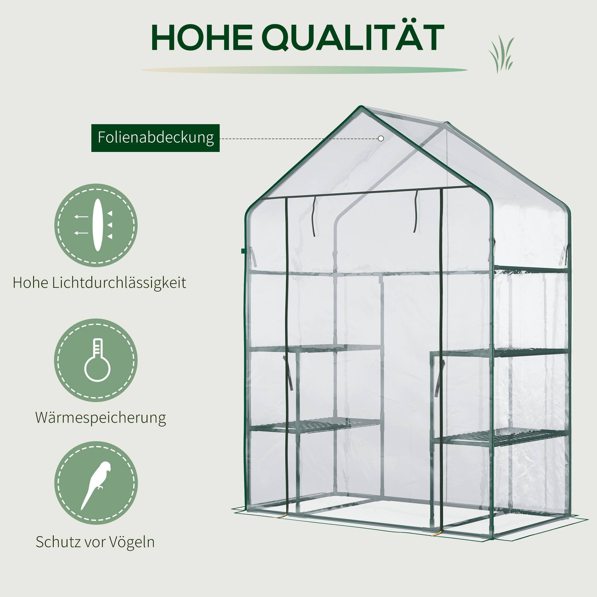 Serre de jardin transparente métal PVC 6 étagères hivernage plantes 142x73x195cm - ComfortXL Outdoor Living - Image 6