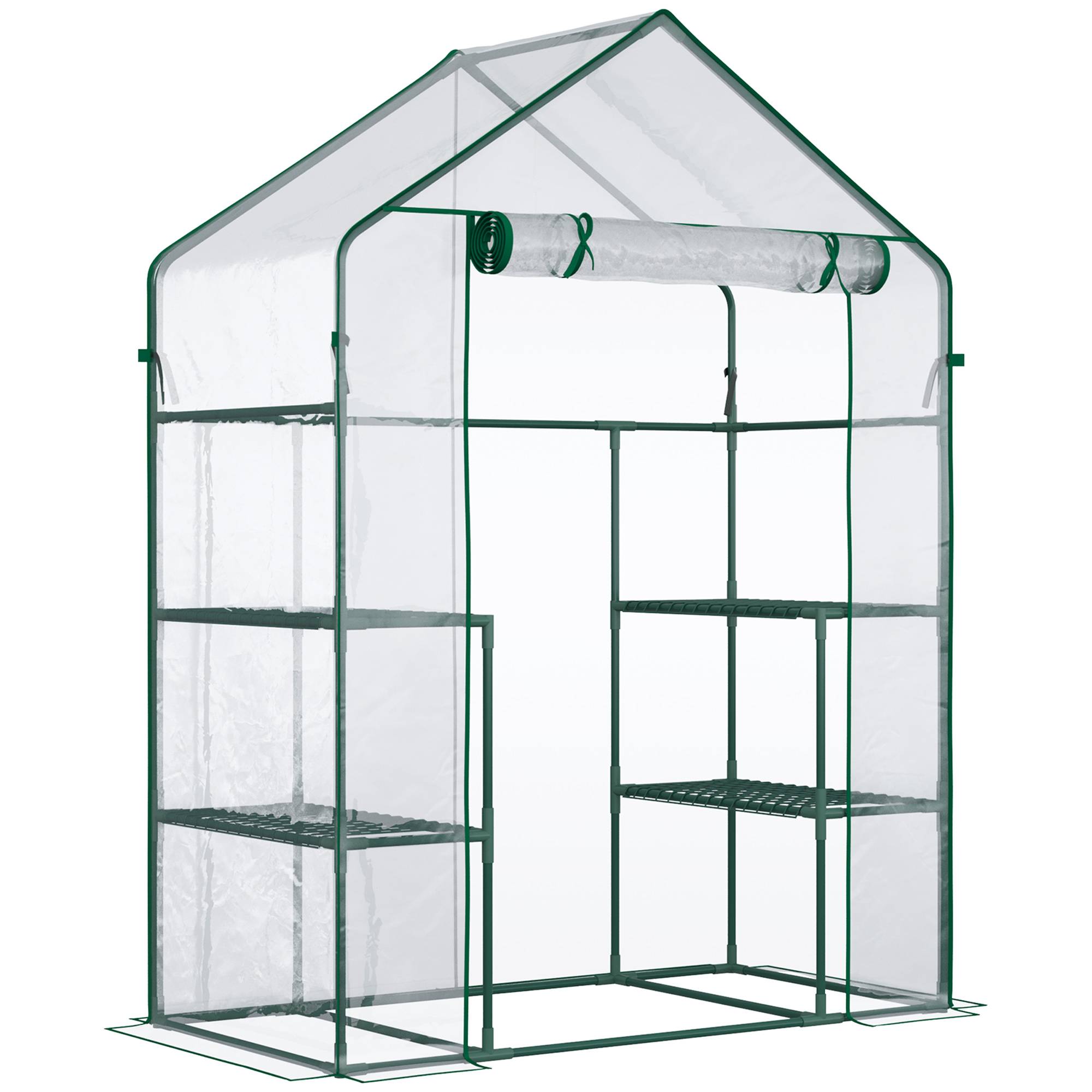 Serre de jardin transparente métal PVC 6 étagères hivernage plantes 142x73x195cm - ComfortXL Outdoor Living - Image 1