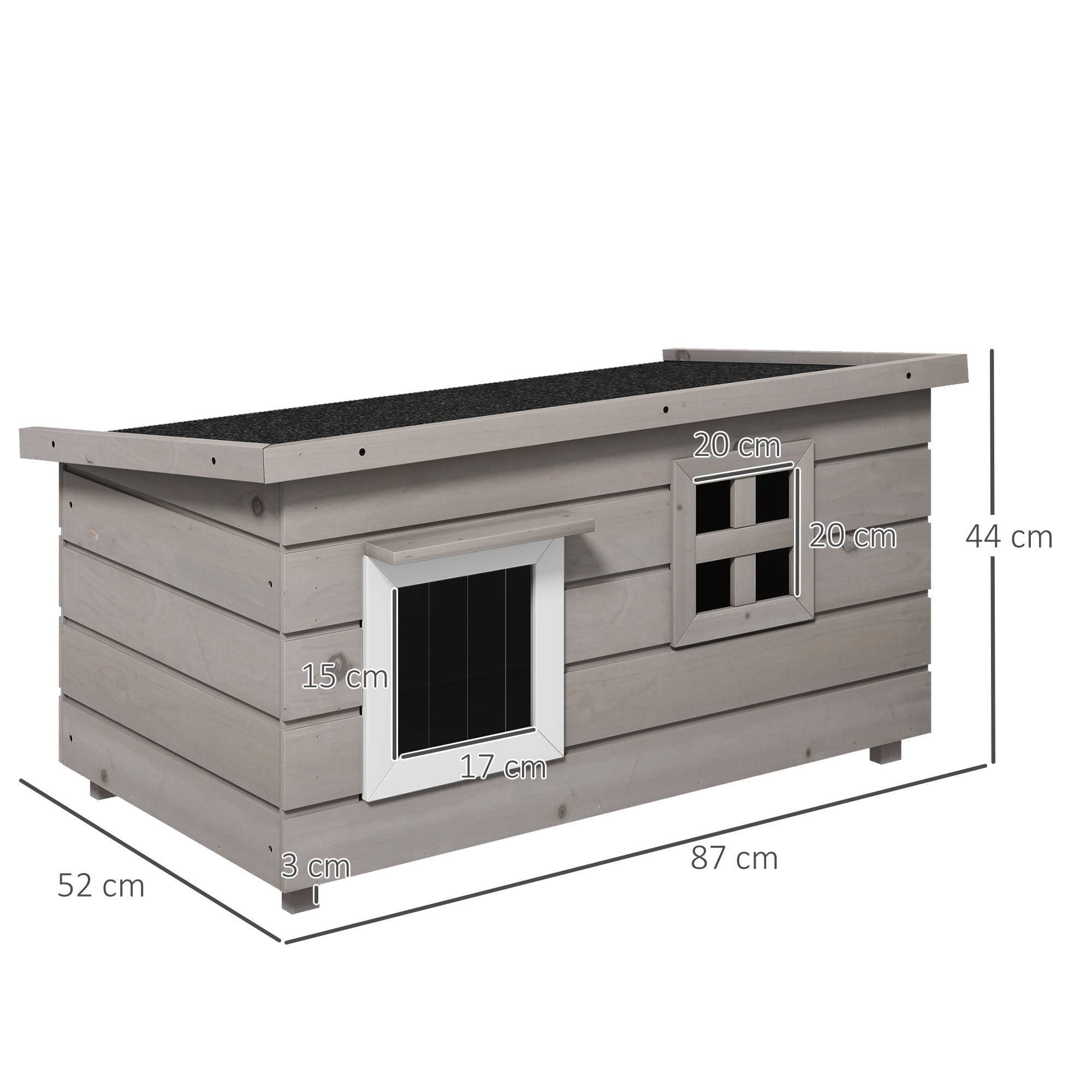 Sans Marque - Maison Bois étanche toit bitume couvercle rabattable fenêtre hivernale abri ext jardin balcon 87x52x44cm Gris - Image 5