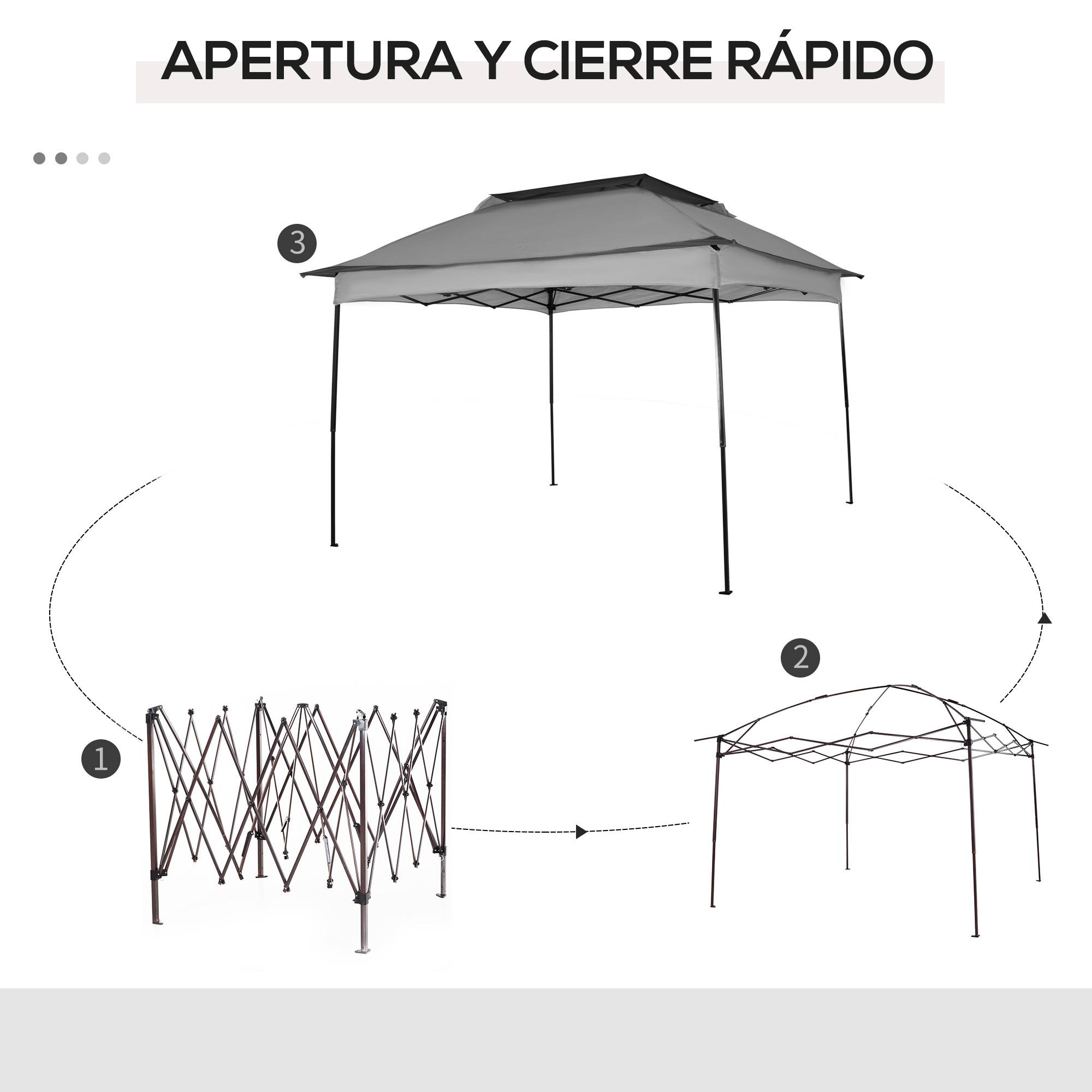Tente gazebo pliable 3,3 x 3,3 m avec 4 parois latérales en maille anti-UV et sac de transport, gris clair - Image 9