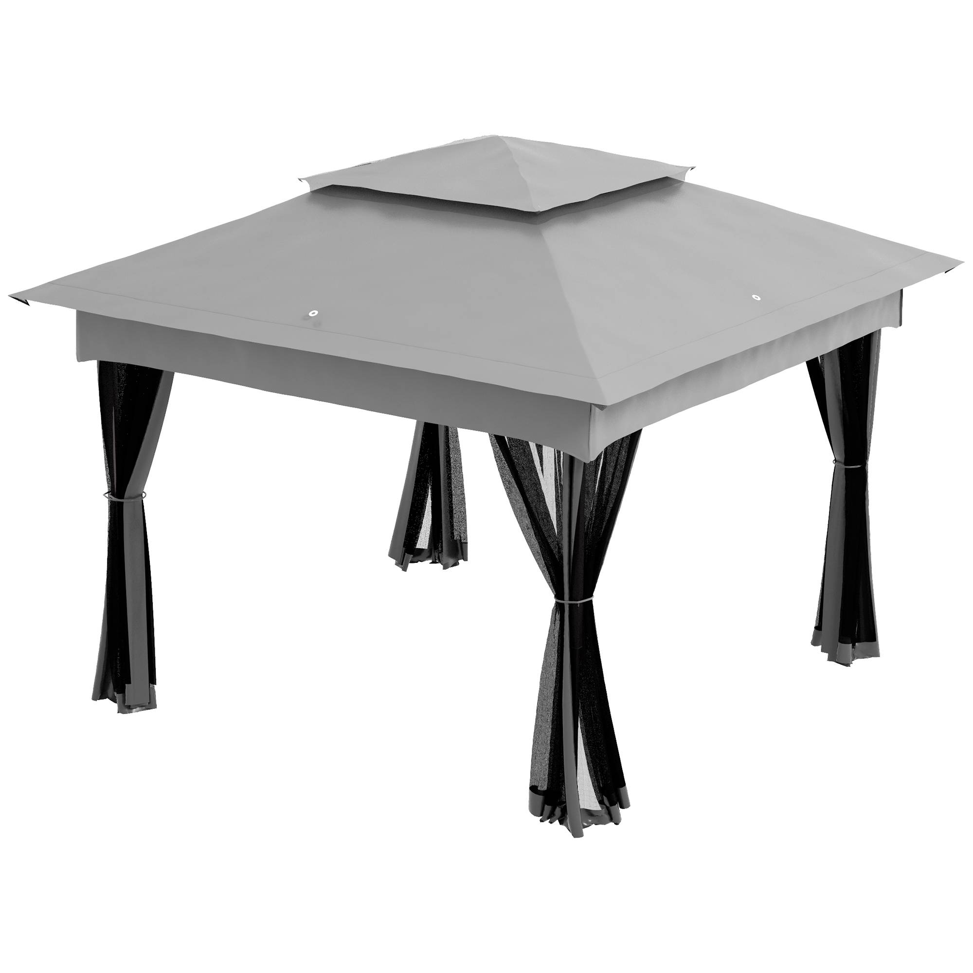 Tente gazebo pliable 3,3 x 3,3 m avec 4 parois latérales en maille anti-UV et sac de transport, gris clair - Image 10