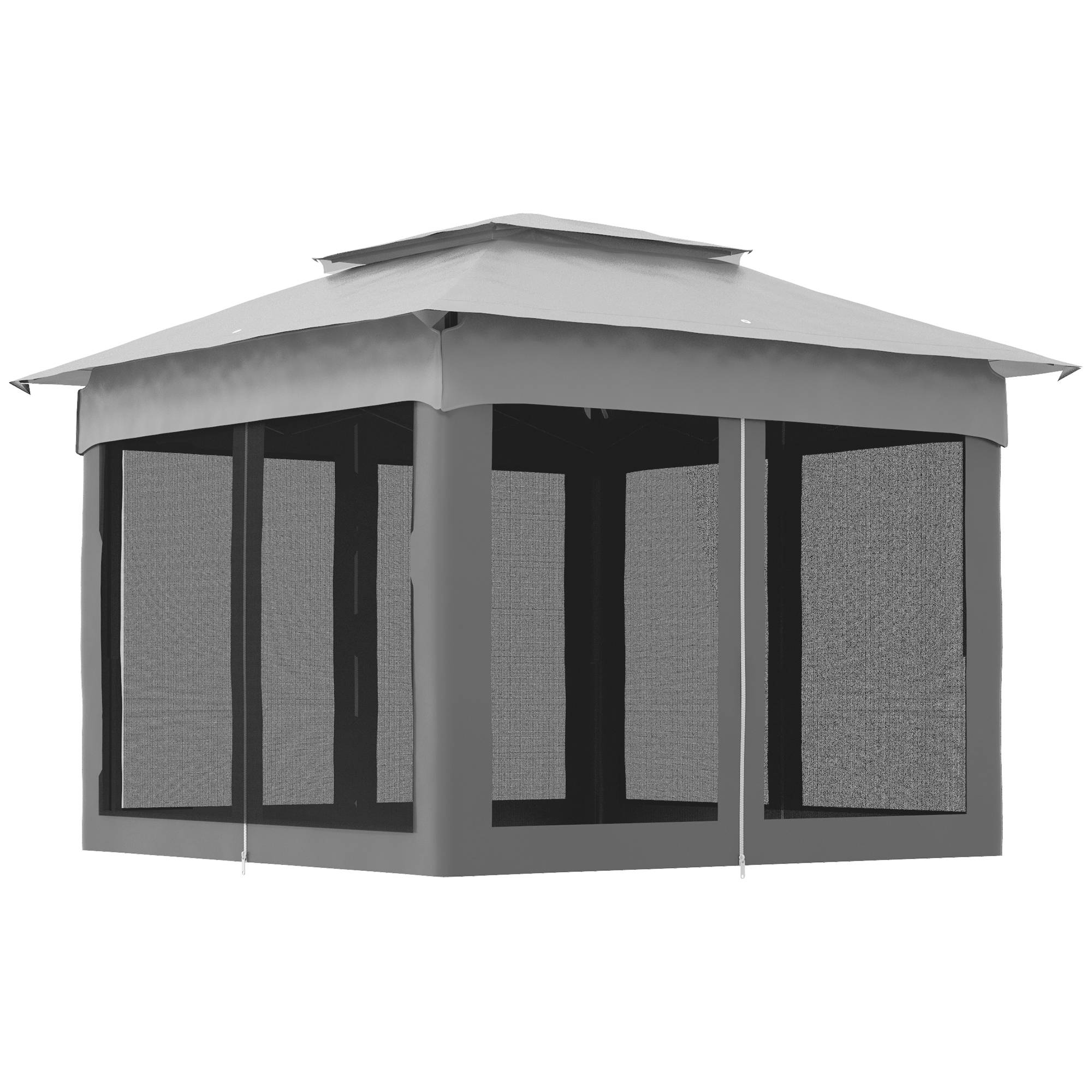Tente gazebo pliable 3,3 x 3,3 m avec 4 parois latérales en maille anti-UV et sac de transport, gris clair - Image 2