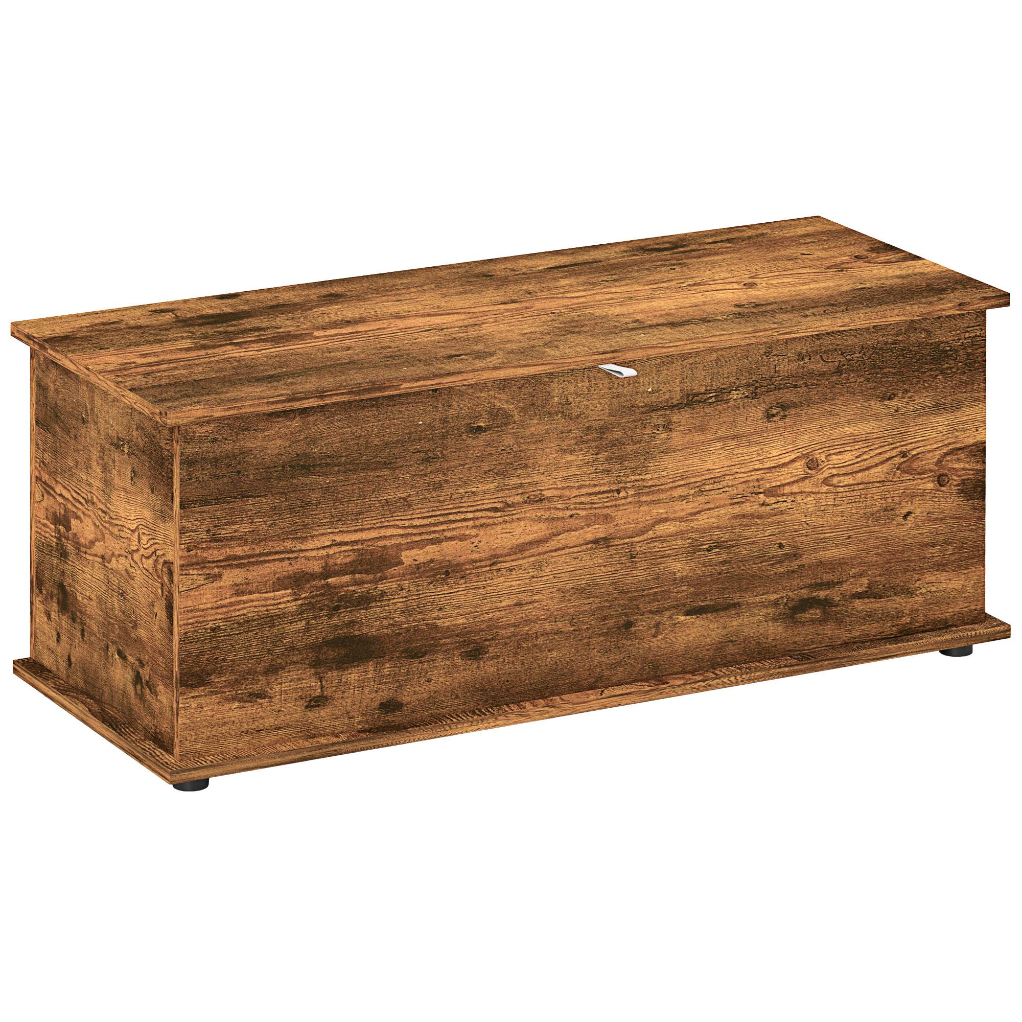 Banc coffre rangement bois capacité 120 kg, meuble multifonction entrée chambre avec espace rangement 100x40x40 cm marron - Image 1