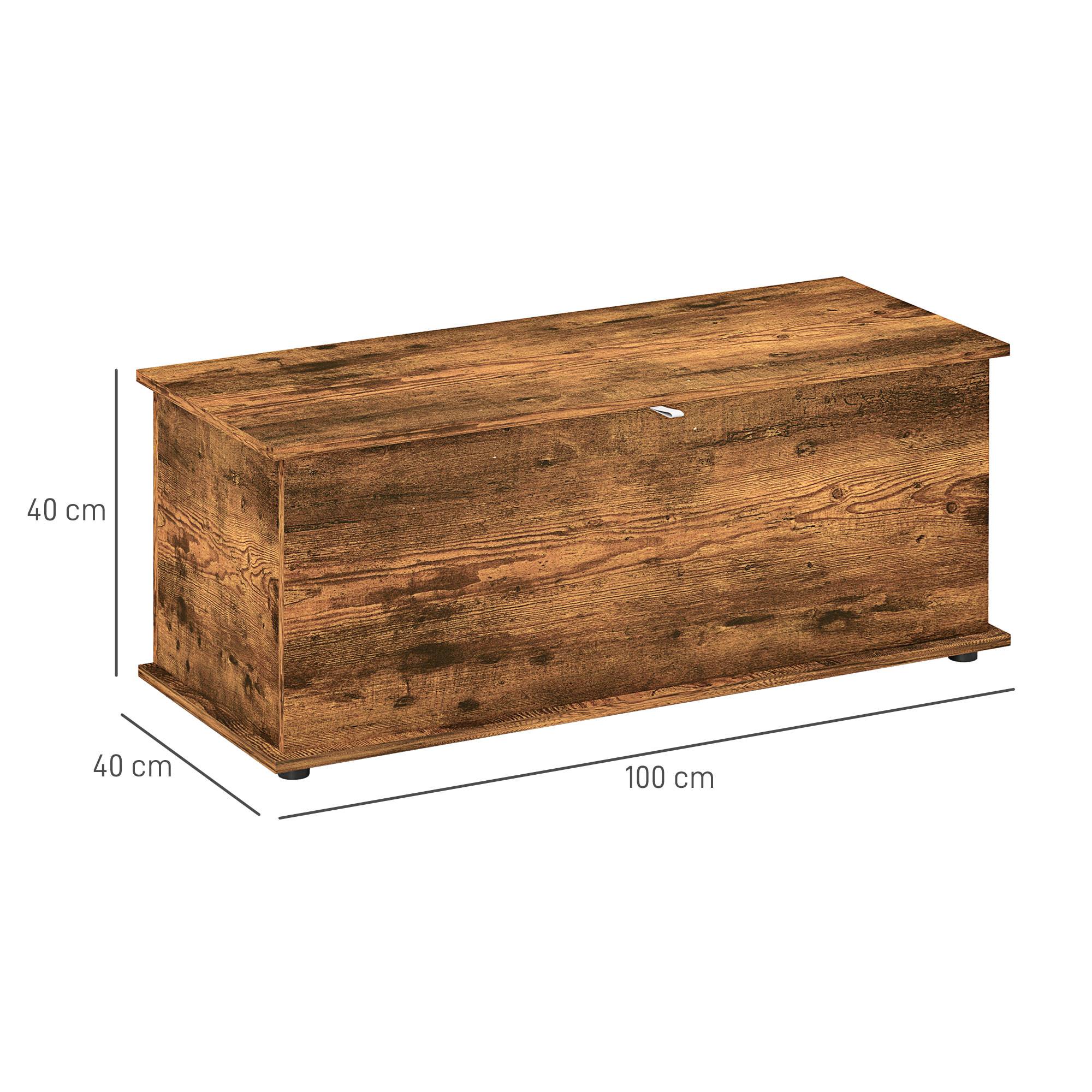 Banc coffre rangement bois capacité 120 kg, meuble multifonction entrée chambre avec espace rangement 100x40x40 cm marron - Image 5