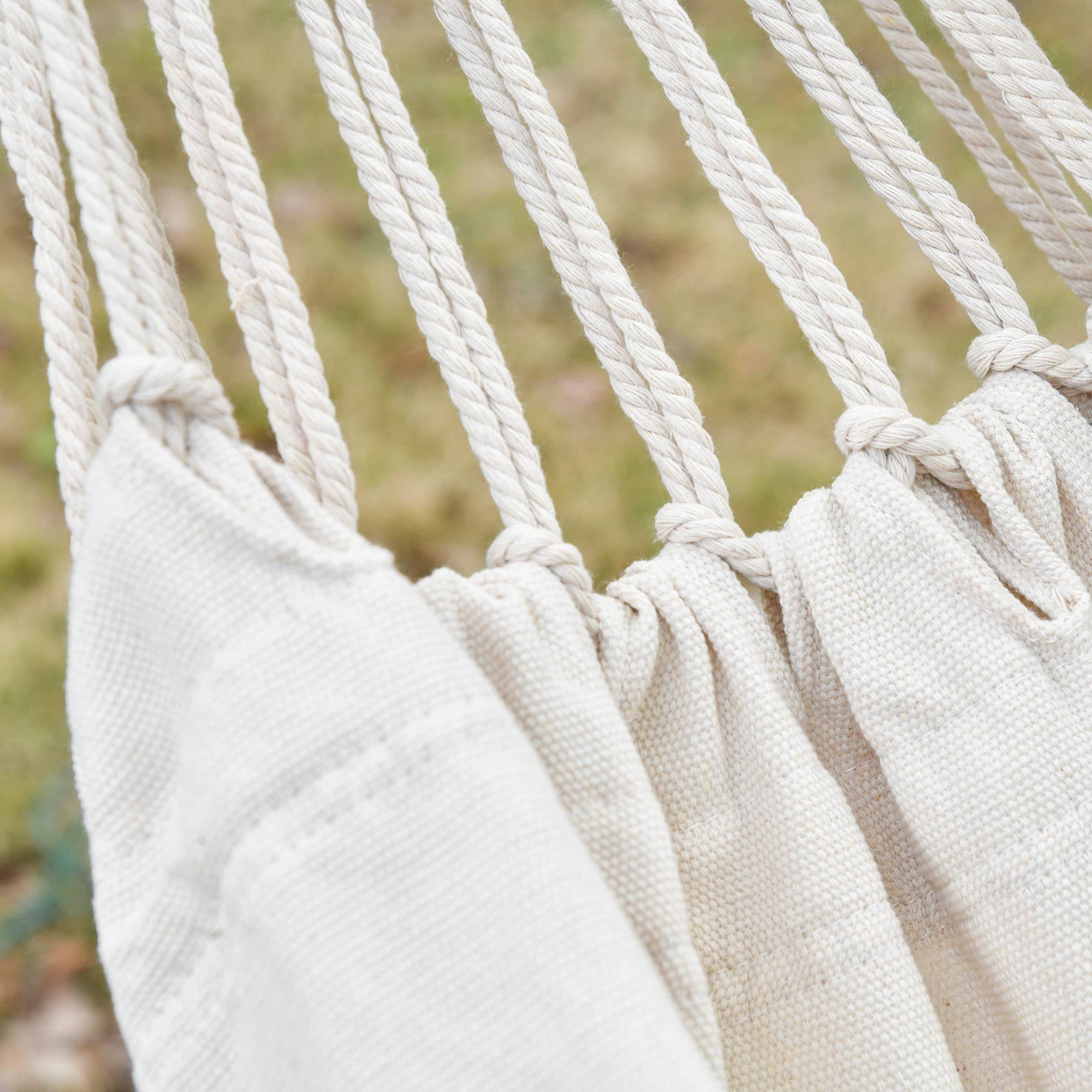 Hamac suspendu bohème coton jardin plage relaxation 288x150cm beige crème - ComfortXL Outdoor Living - Image 10