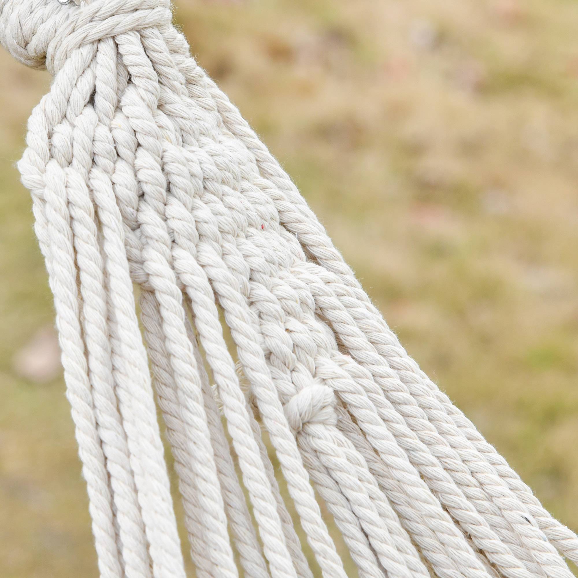 Hamac suspendu bohème coton jardin plage relaxation 288x150cm beige crème - ComfortXL Outdoor Living - Image 9