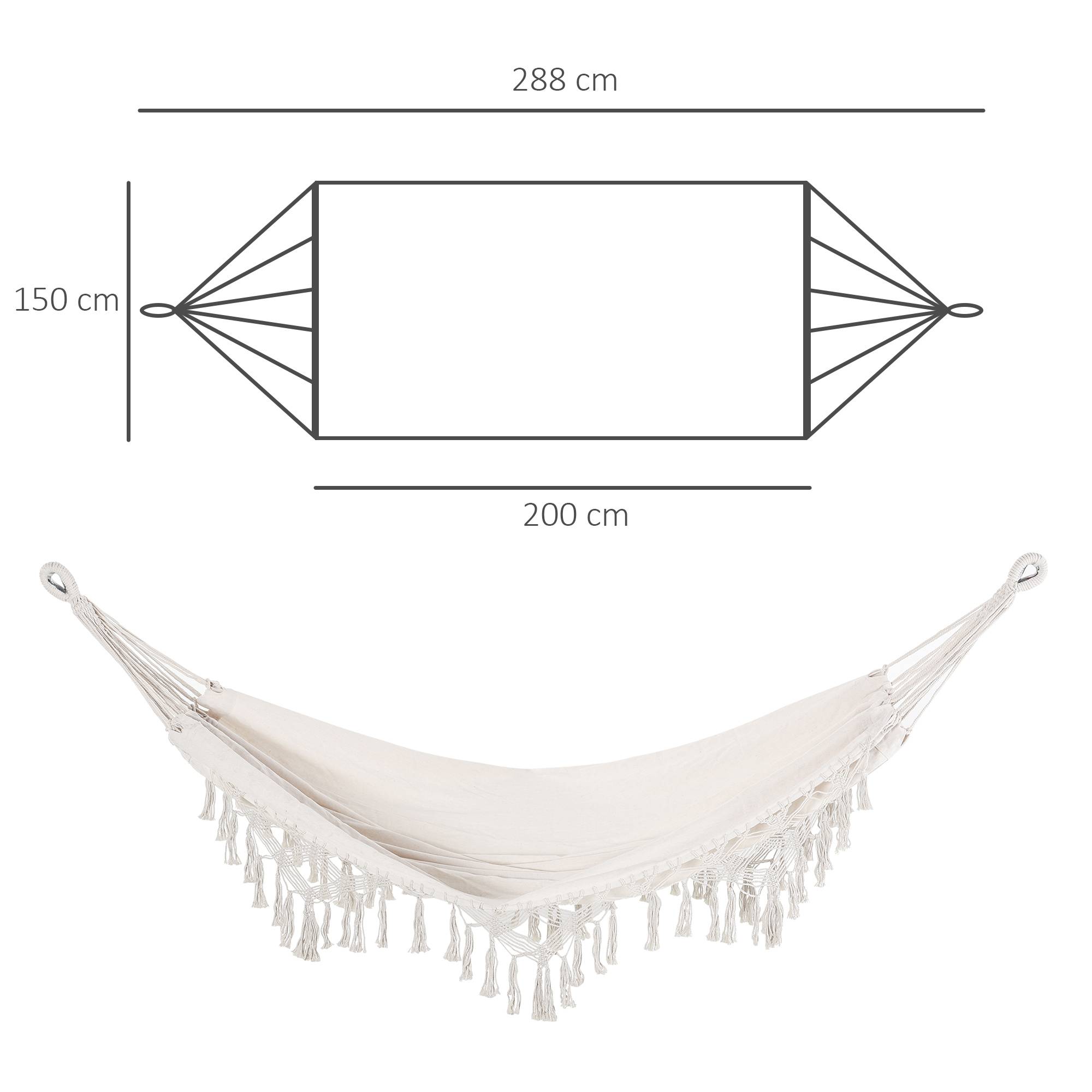 Hamac suspendu bohème coton jardin plage relaxation 288x150cm beige crème - ComfortXL Outdoor Living - Image 5