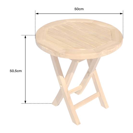 Table d'appoint ronde en teck 50cm LOMBOK - HAPPY GARDEN - Image 5
