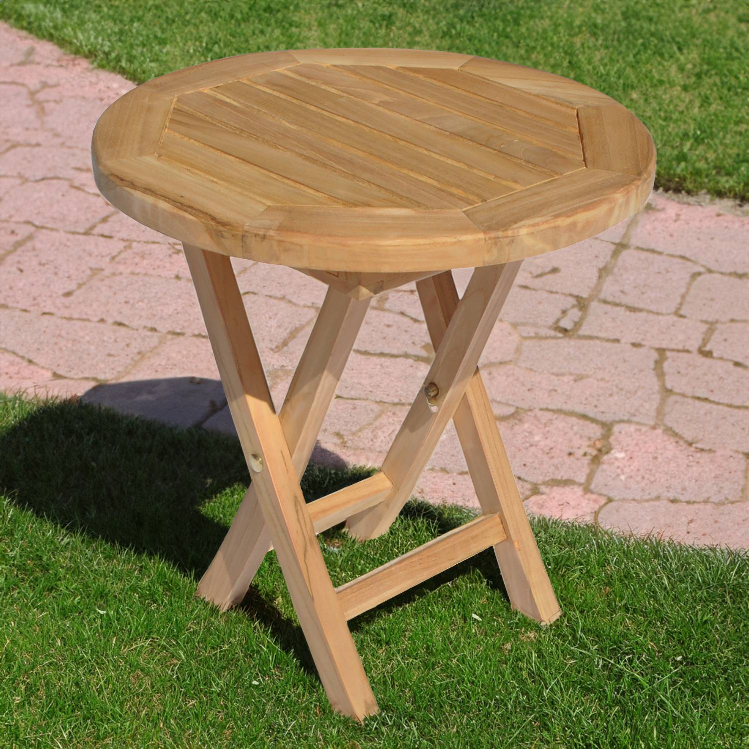 Table d'appoint ronde en teck 50cm LOMBOK - HAPPY GARDEN - Image 2
