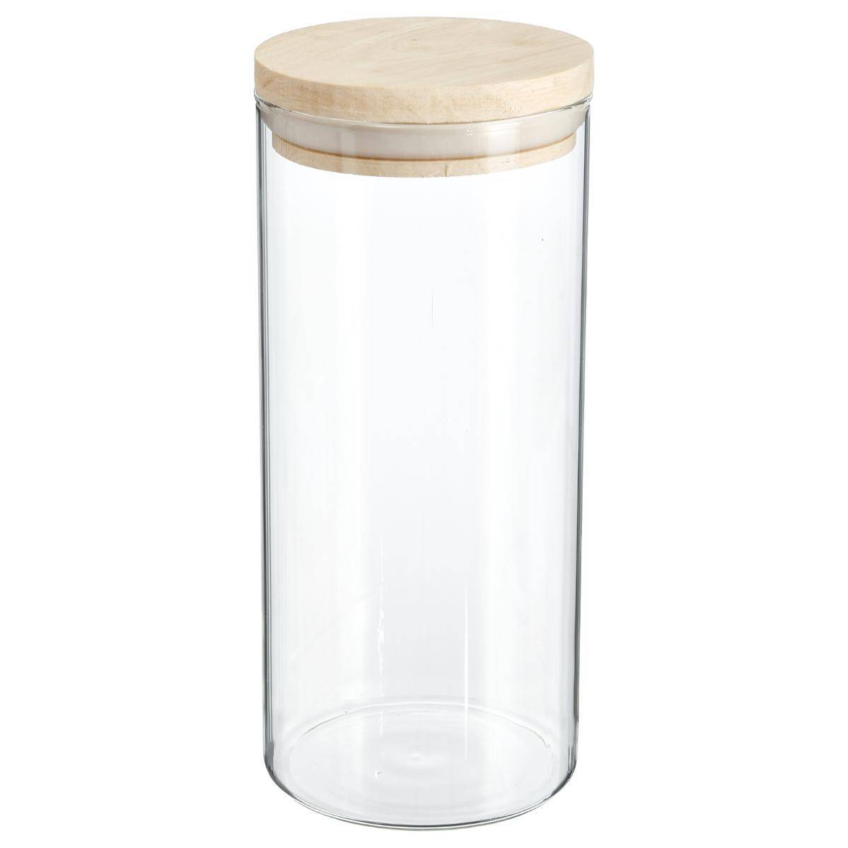 Bocal verre couvercle bois "Hermet" 1.3L - 5five - Image 1