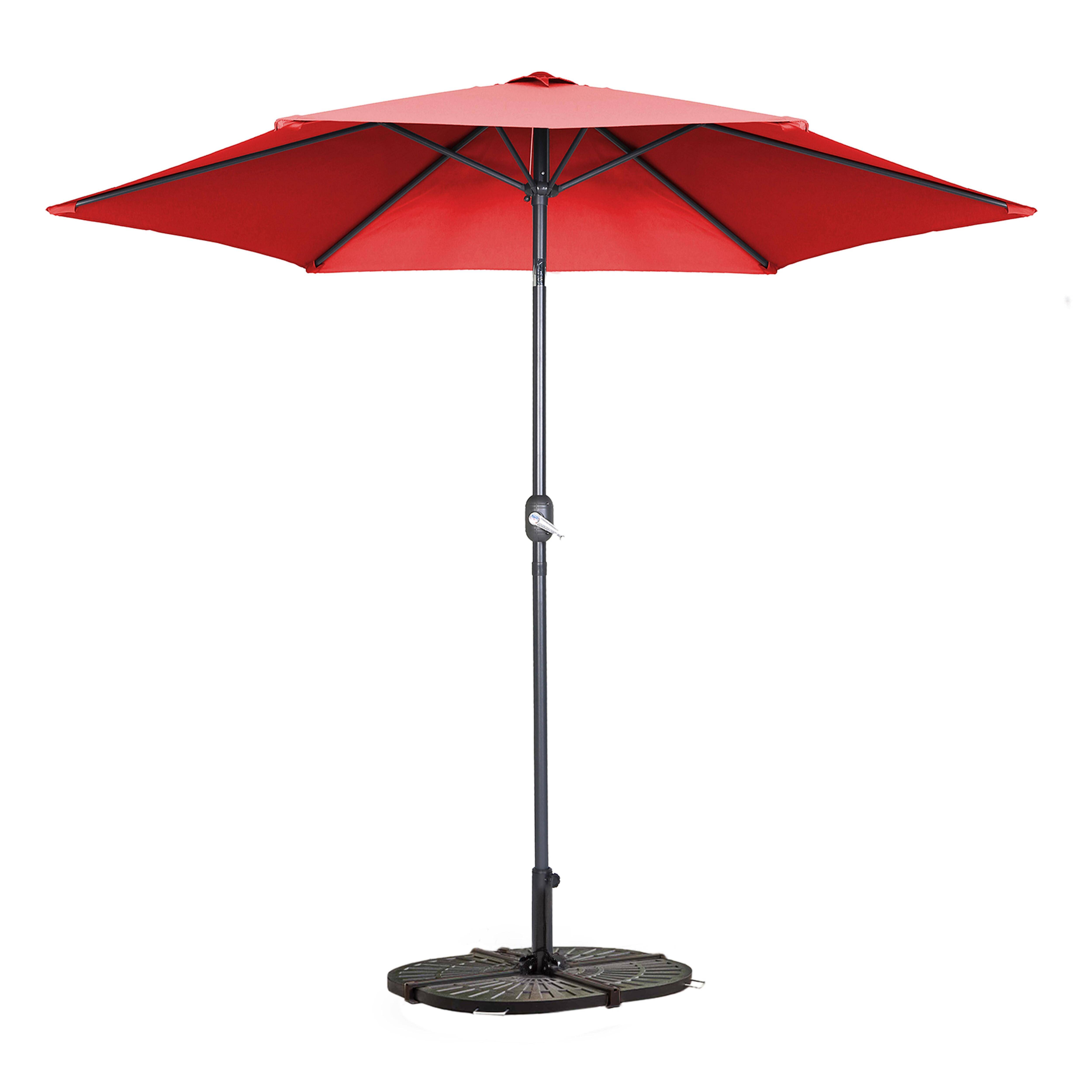 Oviala - Parasol droit inclinable 3m et 4 dalles lestées aluminium rouge Matera - Oviala - Image 1