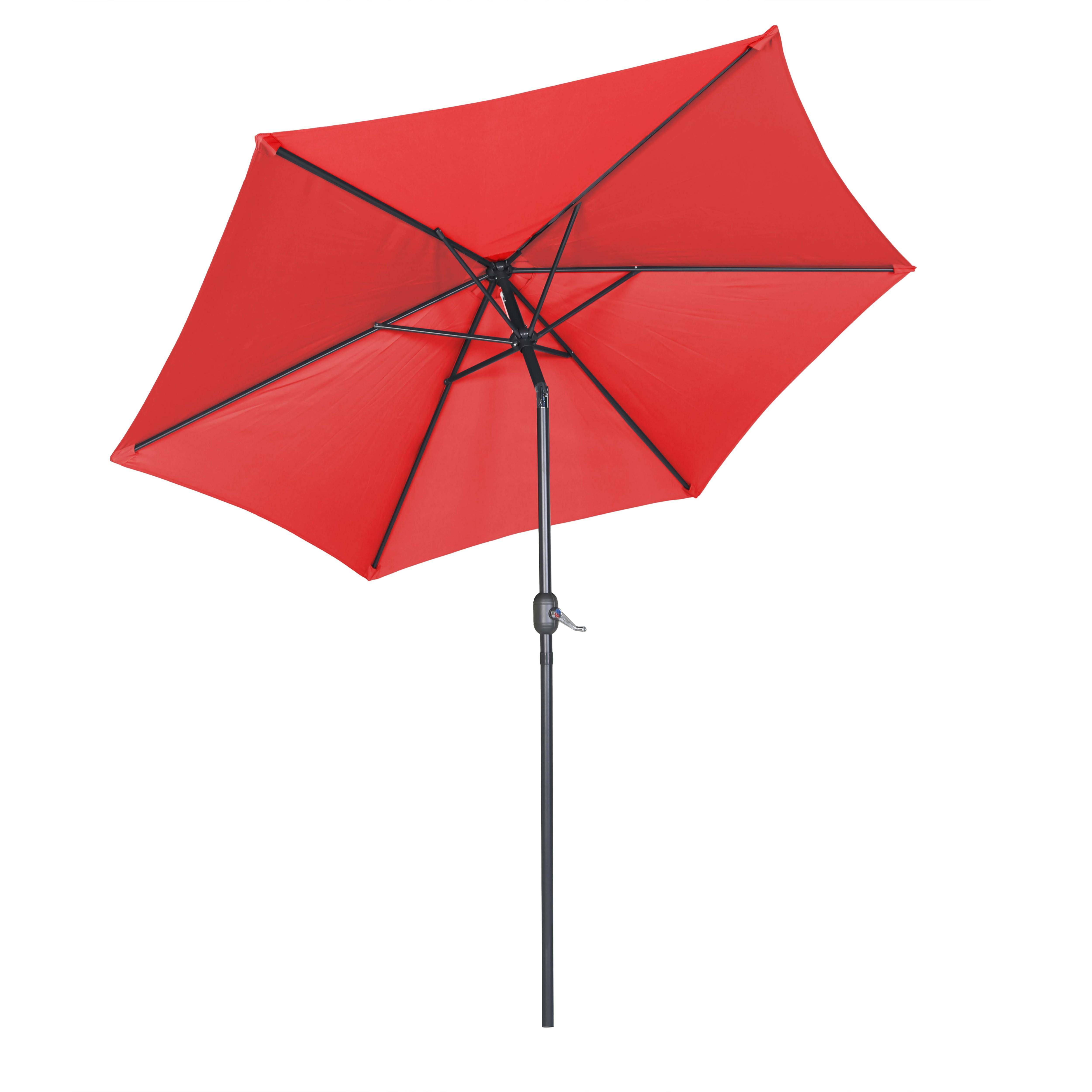 Oviala - Parasol droit inclinable 3m et 4 dalles lestées aluminium rouge Matera - Oviala - Image 4