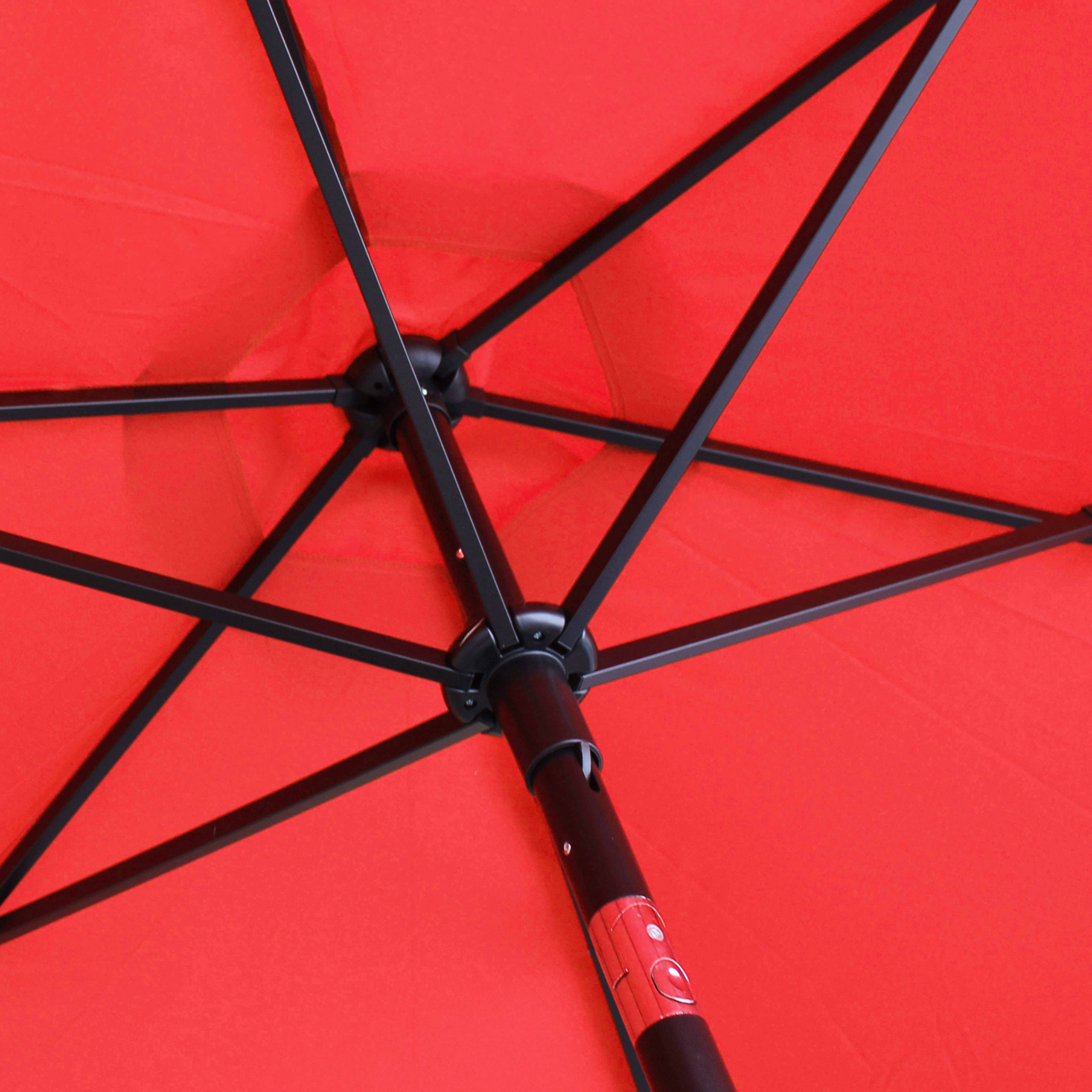 Oviala - Parasol droit inclinable 3m et 4 dalles lestées aluminium rouge Matera - Oviala - Image 5
