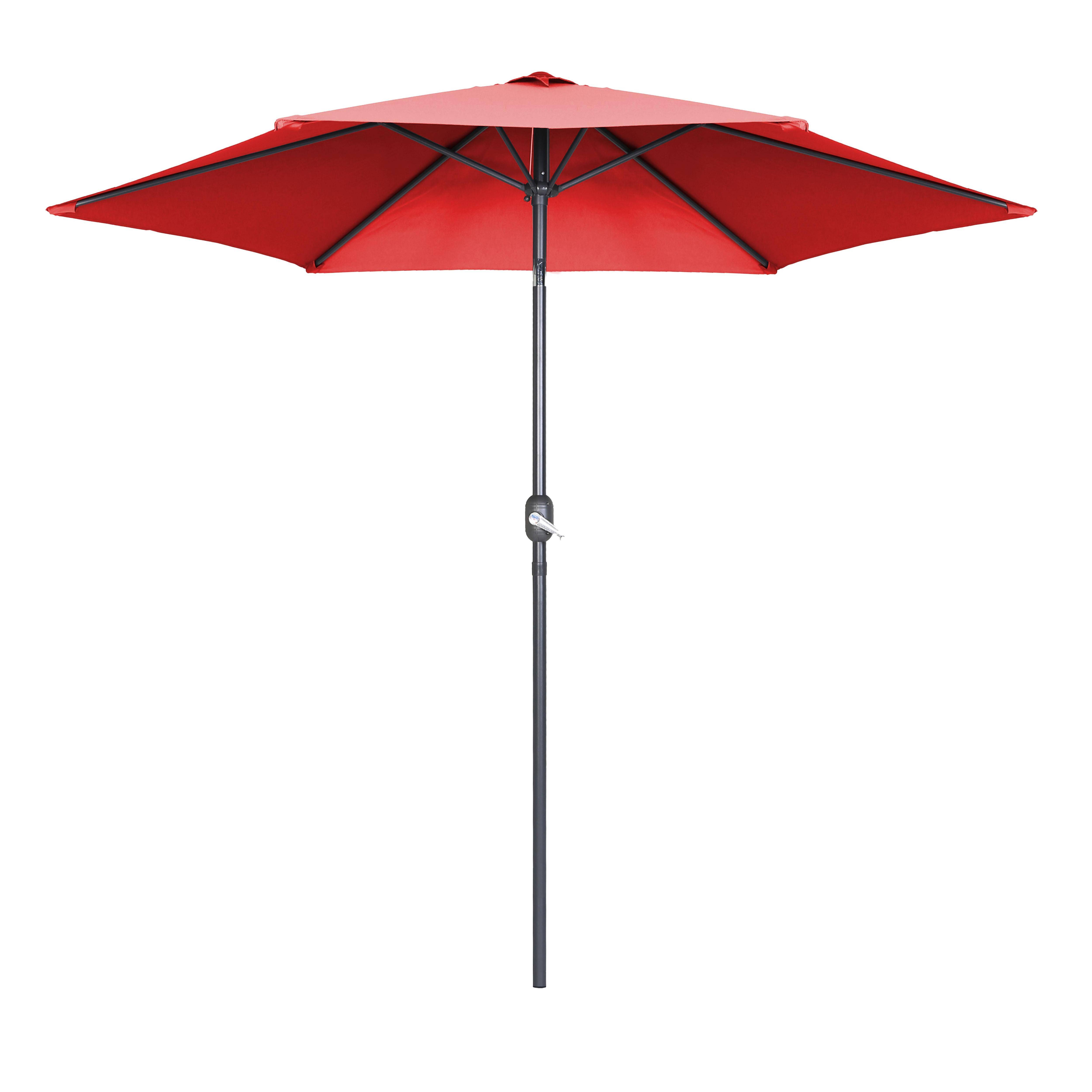 Oviala - Parasol droit inclinable 3m et 4 dalles lestées aluminium rouge Matera - Oviala - Image 3