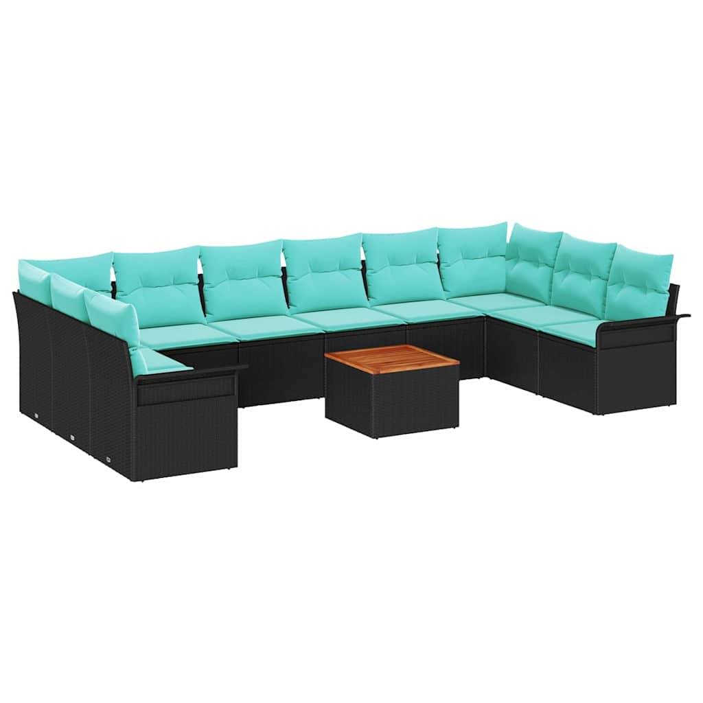 Vidaxl - Ensemble de canapé de jardin avec coussin 11 pcs Noir polyrotin vidaXL 3347382 - Image 2