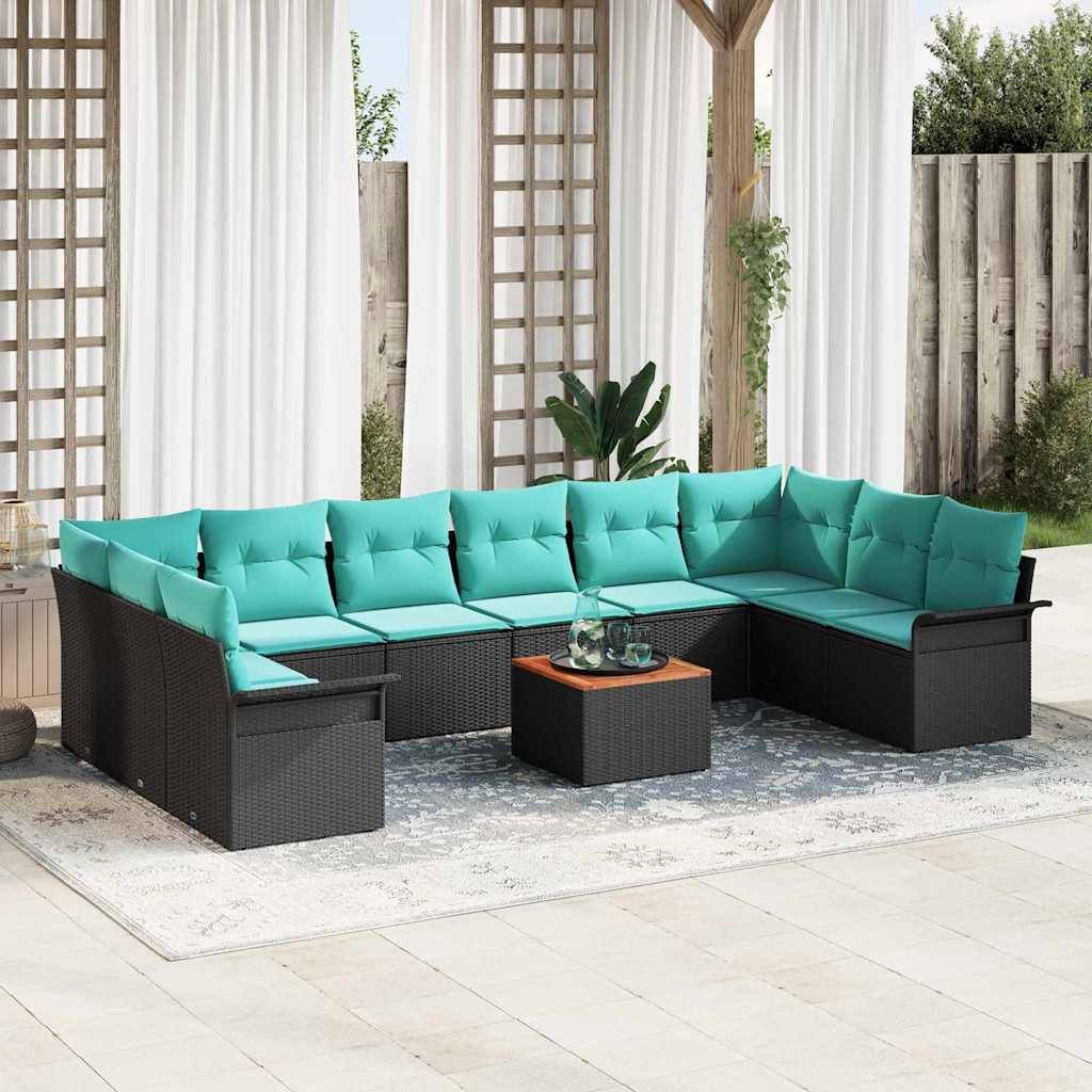 Vidaxl - Ensemble de canapé de jardin avec coussin 11 pcs Noir polyrotin vidaXL 3347382 - Image 1