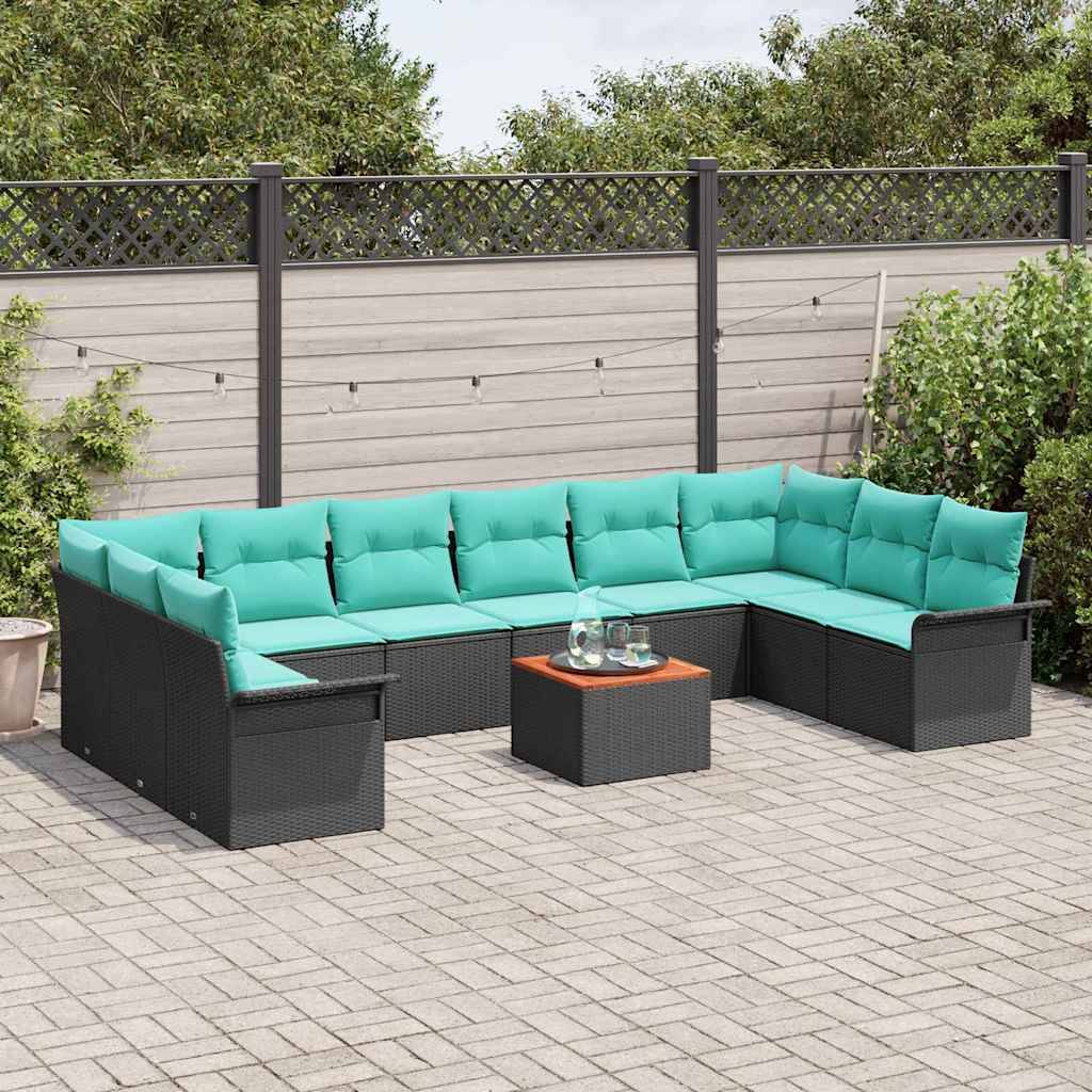 Vidaxl - Ensemble de canapé de jardin avec coussin 11 pcs Noir polyrotin vidaXL 3347382 - Image 4