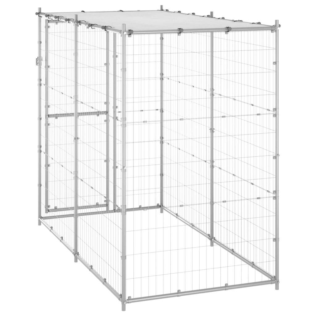 Helloshop26 - Chenil extérieur cage enclos parc animaux chien extérieur acier galvanisé avec toit 110 x 220 x 180 cm - Image 5