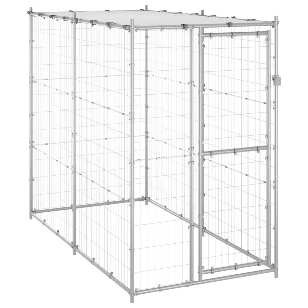 Helloshop26 - Chenil extérieur cage enclos parc animaux chien extérieur acier galvanisé avec toit 110 x 220 x 180 cm - Image 1