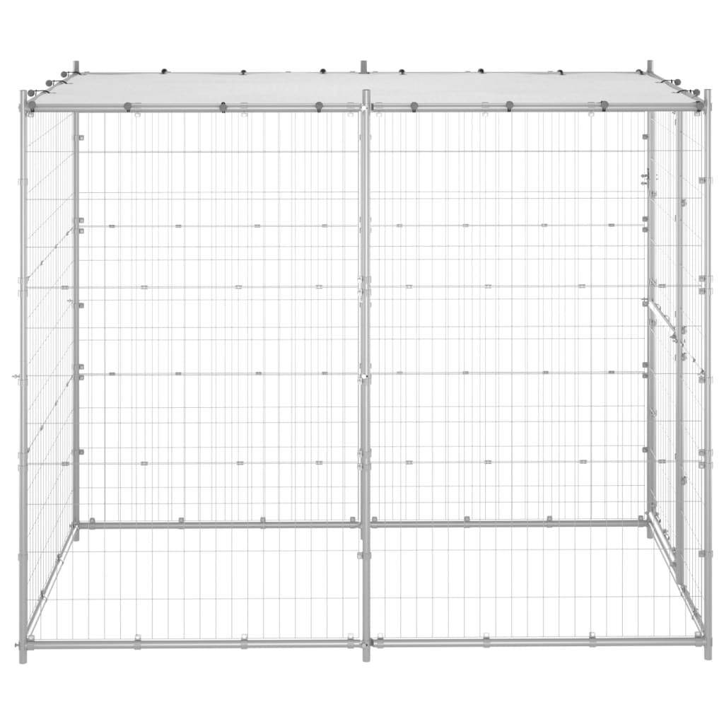 Helloshop26 - Chenil extérieur cage enclos parc animaux chien extérieur acier galvanisé avec toit 110 x 220 x 180 cm - Image 4