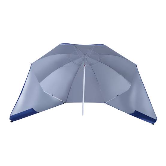 Parasol de plage 2 en 1 avec 2 panneaux latéraux, auvent portable anti-UV avec sac de transport, Ø 210 x 222 cm, bleu - Image 2