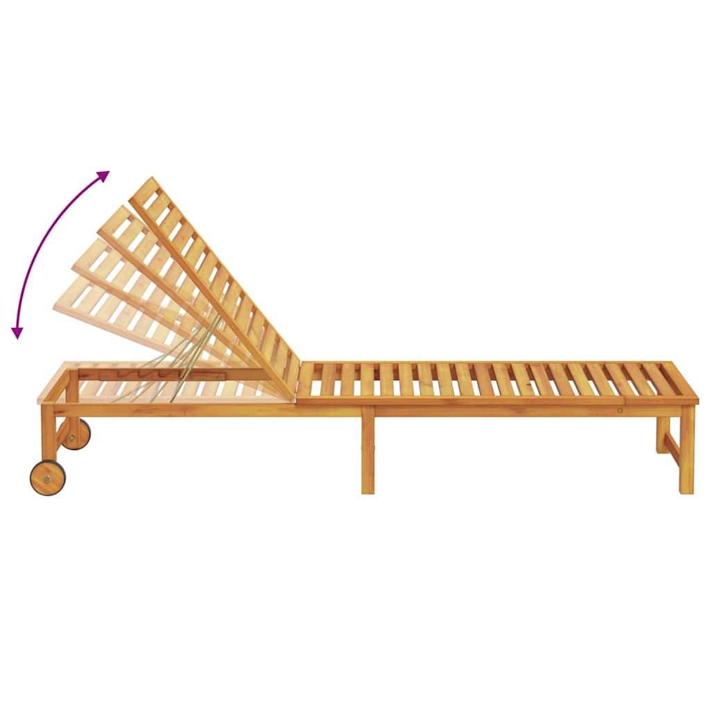 2 pcs Transat | Bain de soleil | Chaise longue Marron 202 x 53 x 89 cm Bois d'Acacia Massif - Image 7