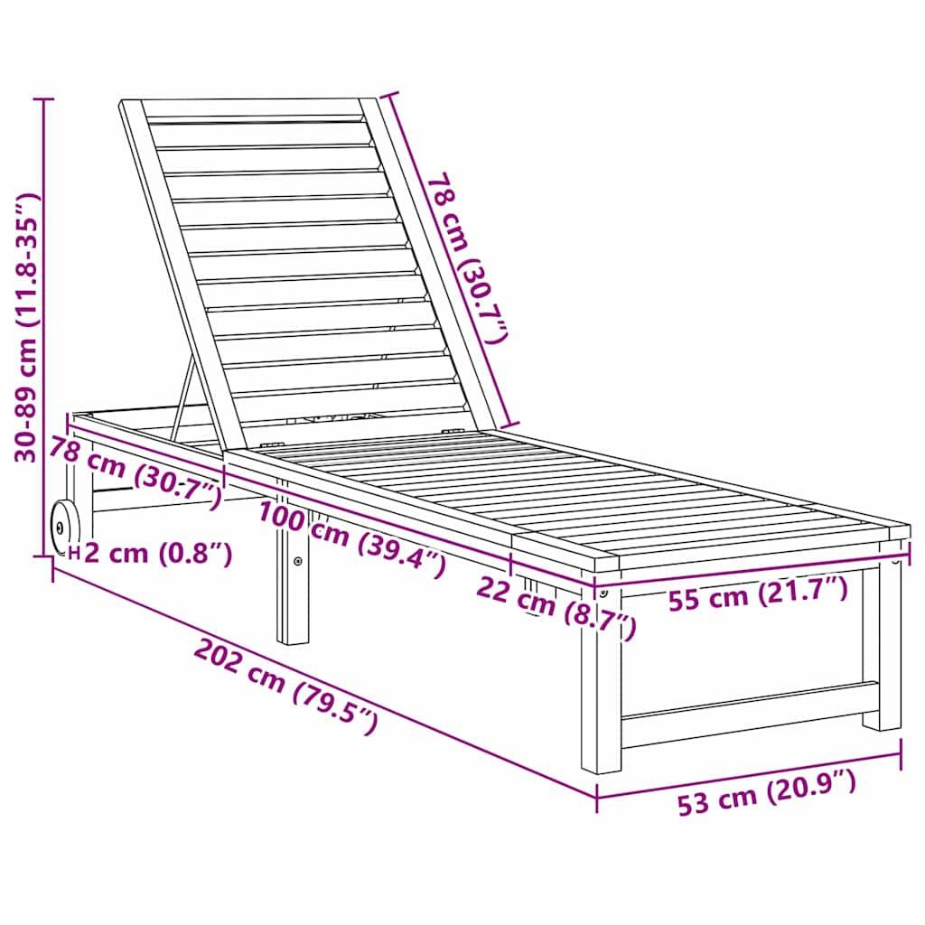 2 pcs Transat | Bain de soleil | Chaise longue Marron 202 x 53 x 89 cm Bois d'Acacia Massif - Image 8