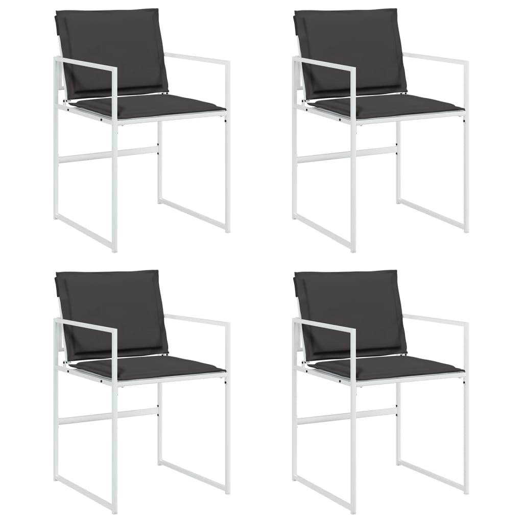 Lot de 4 Chaises de jardin avec coussins - Chaises d'extérieur - Fauteuils de jardin blanc acier/textilène - Image 1