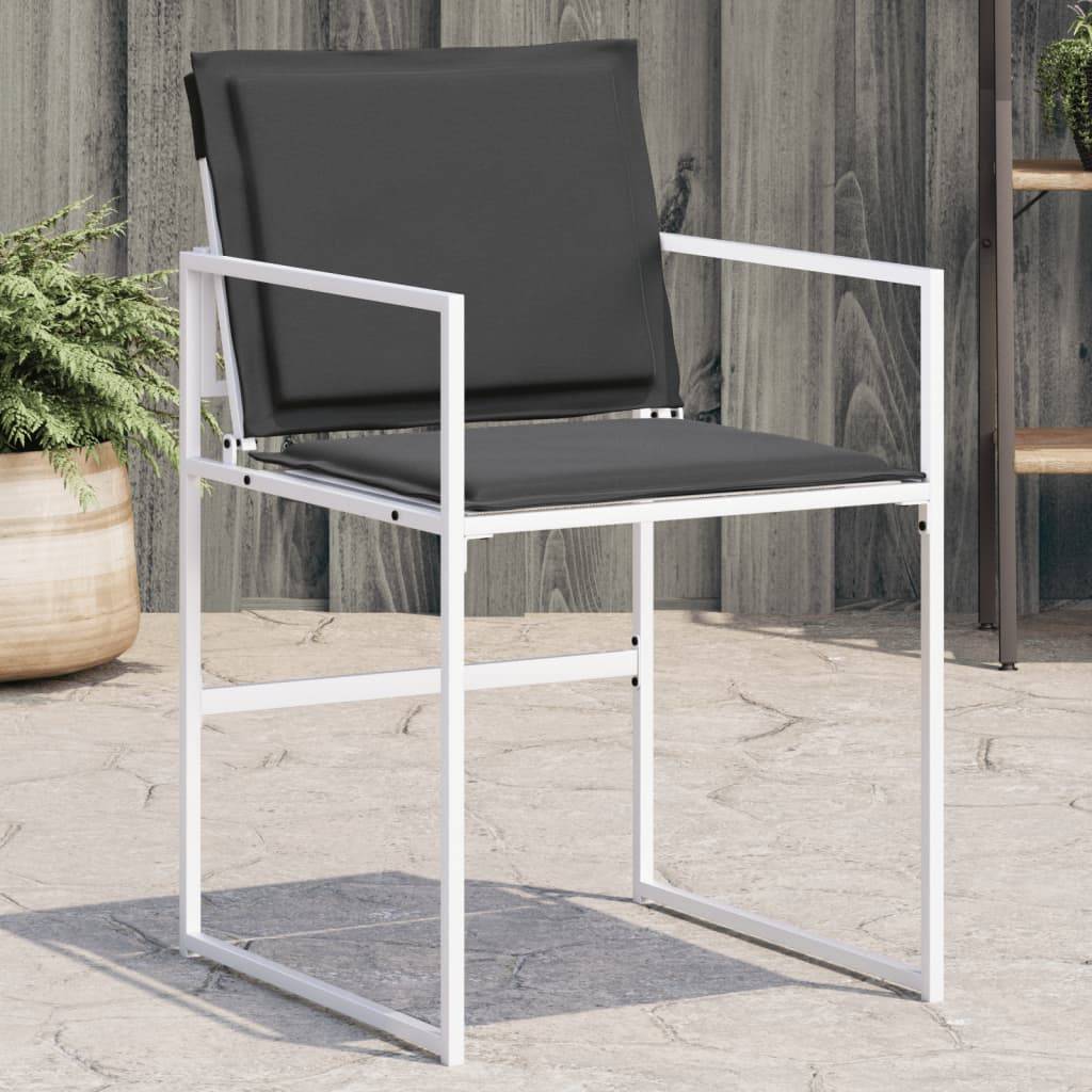 Lot de 4 Chaises de jardin avec coussins - Chaises d'extérieur - Fauteuils de jardin blanc acier/textilène - Image 2