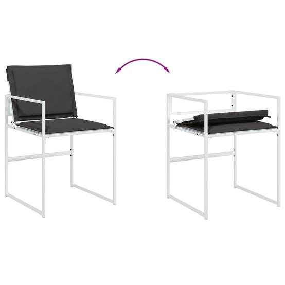 Lot de 4 Chaises de jardin avec coussins - Chaises d'extérieur - Fauteuils de jardin blanc acier/textilène - Image 8
