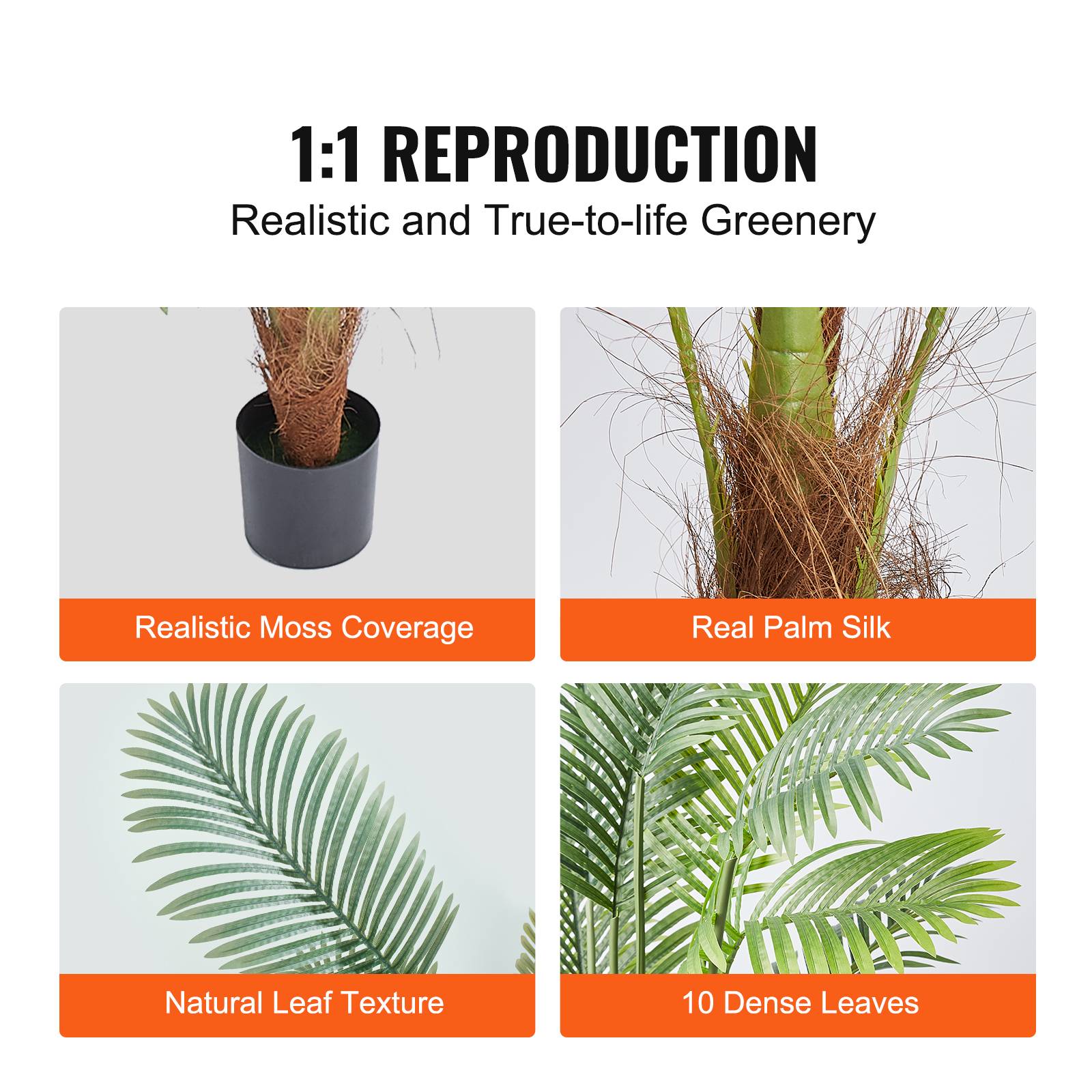 VEVOR Arbre artificiel palmier 1219 mm, 2 plantes PE, pot 127x113 mm. Décoration intérieur/extérieur. - Image 4