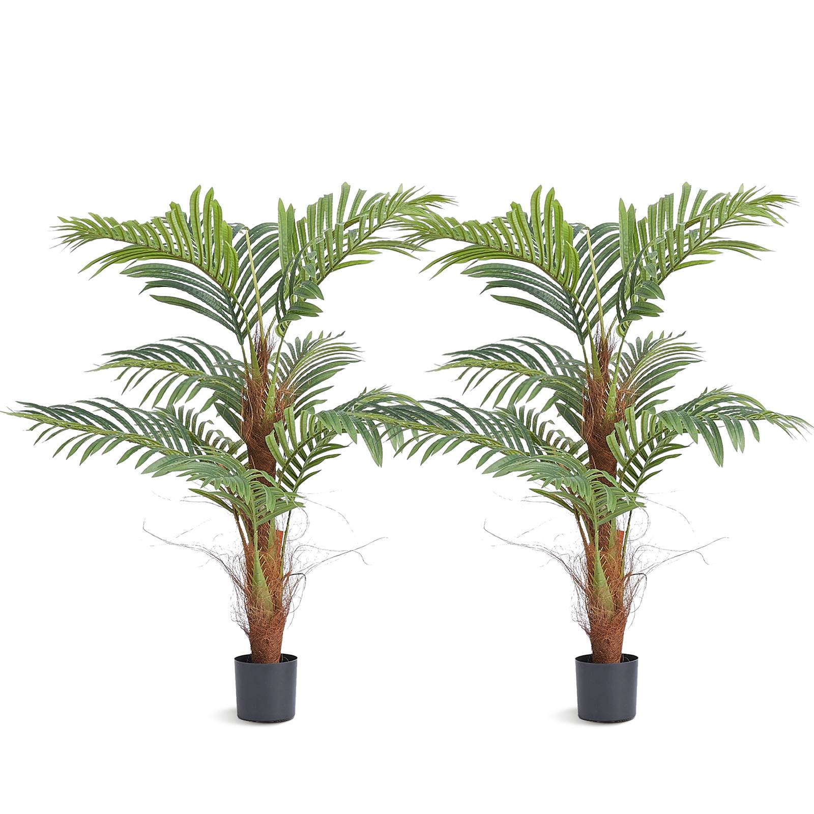 VEVOR Arbre artificiel palmier 1219 mm, 2 plantes PE, pot 127x113 mm. Décoration intérieur/extérieur. - Image 1