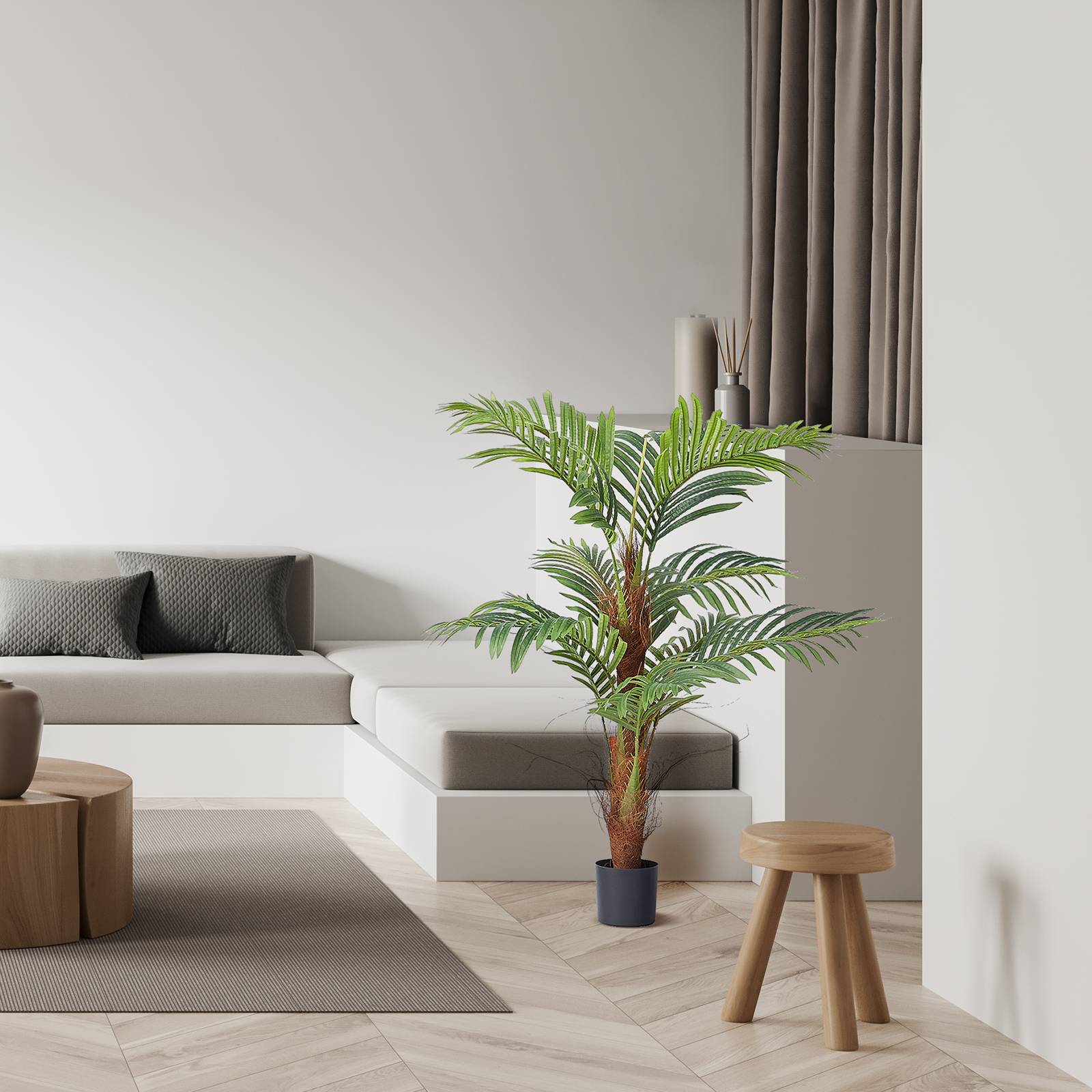 VEVOR Arbre artificiel palmier 1219 mm, 2 plantes PE, pot 127x113 mm. Décoration intérieur/extérieur. - Image 8
