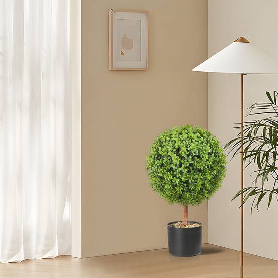 Vevor - VEVOR Buis topiaire artificiel 559 mm, boule. 2 plantes PE, feuilles remplaçables. Décoration. - Image 8