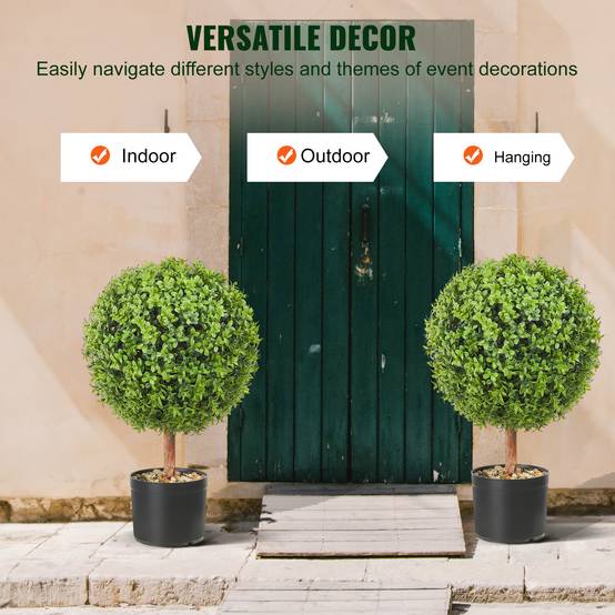 Vevor - VEVOR Buis topiaire artificiel 559 mm, boule. 2 plantes PE, feuilles remplaçables. Décoration. - Image 6